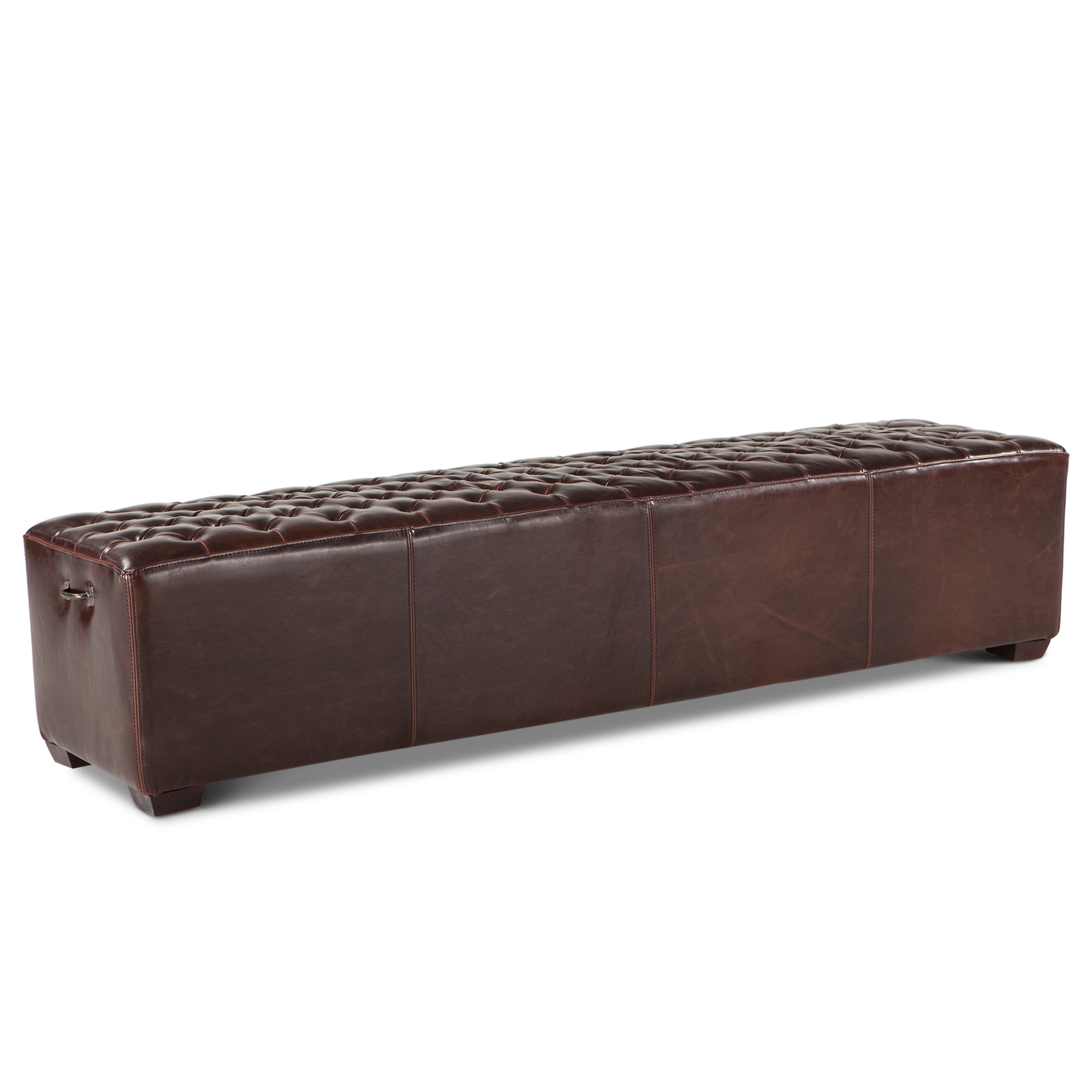 79" Brown Leather Upholstered Bench