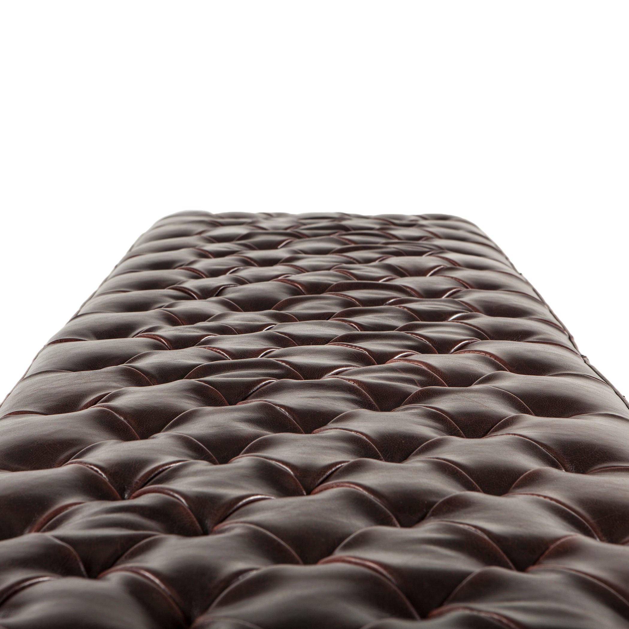 79" Brown Leather Upholstered Bench