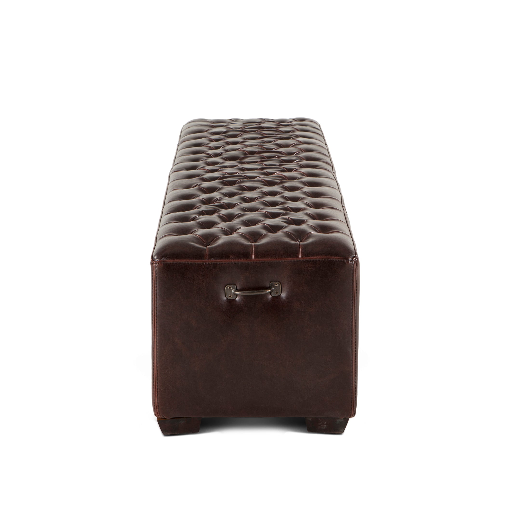 79" Brown Leather Upholstered Bench