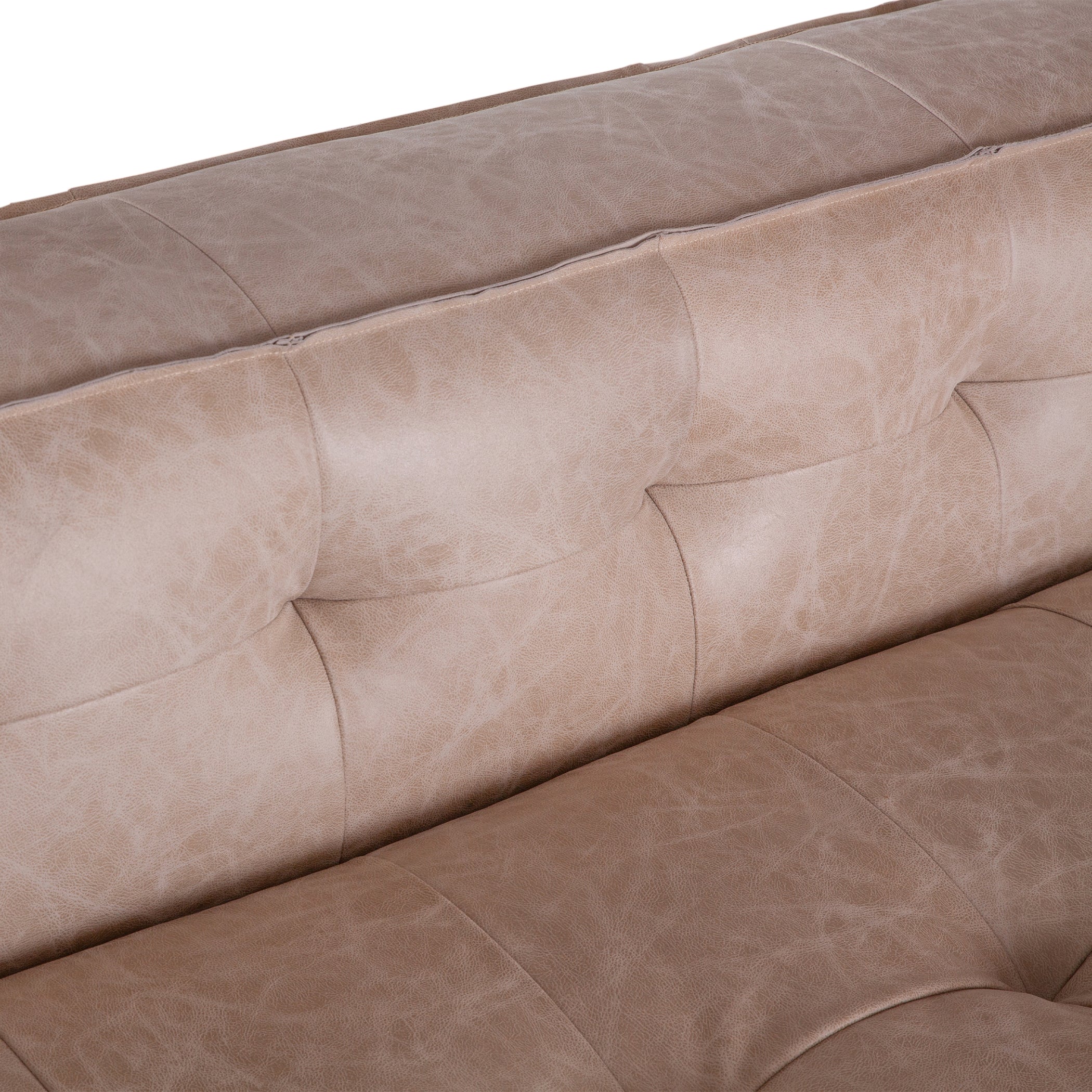 106" Vintage Cream Leather Sofa