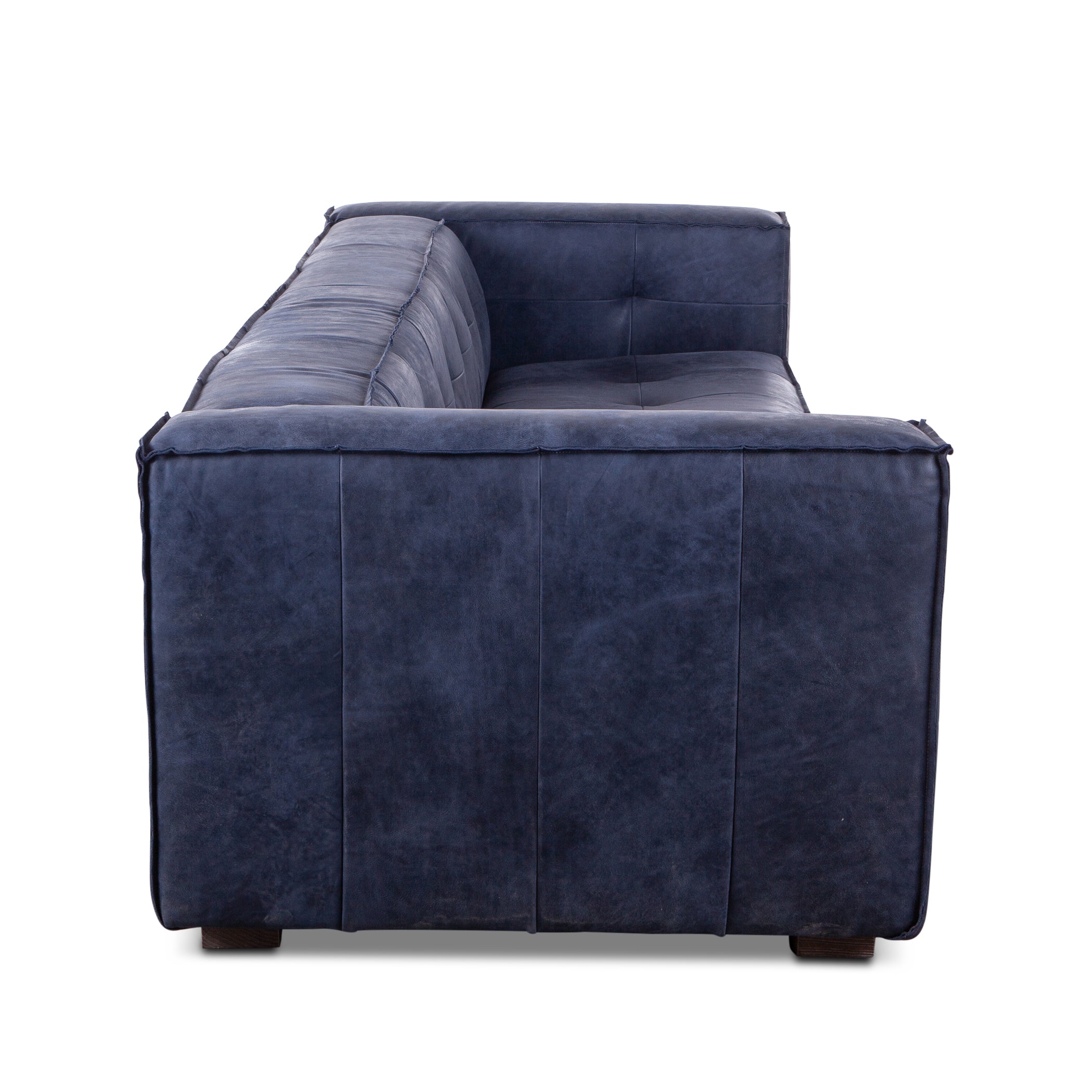 106" Italian Blue Leather Sofa