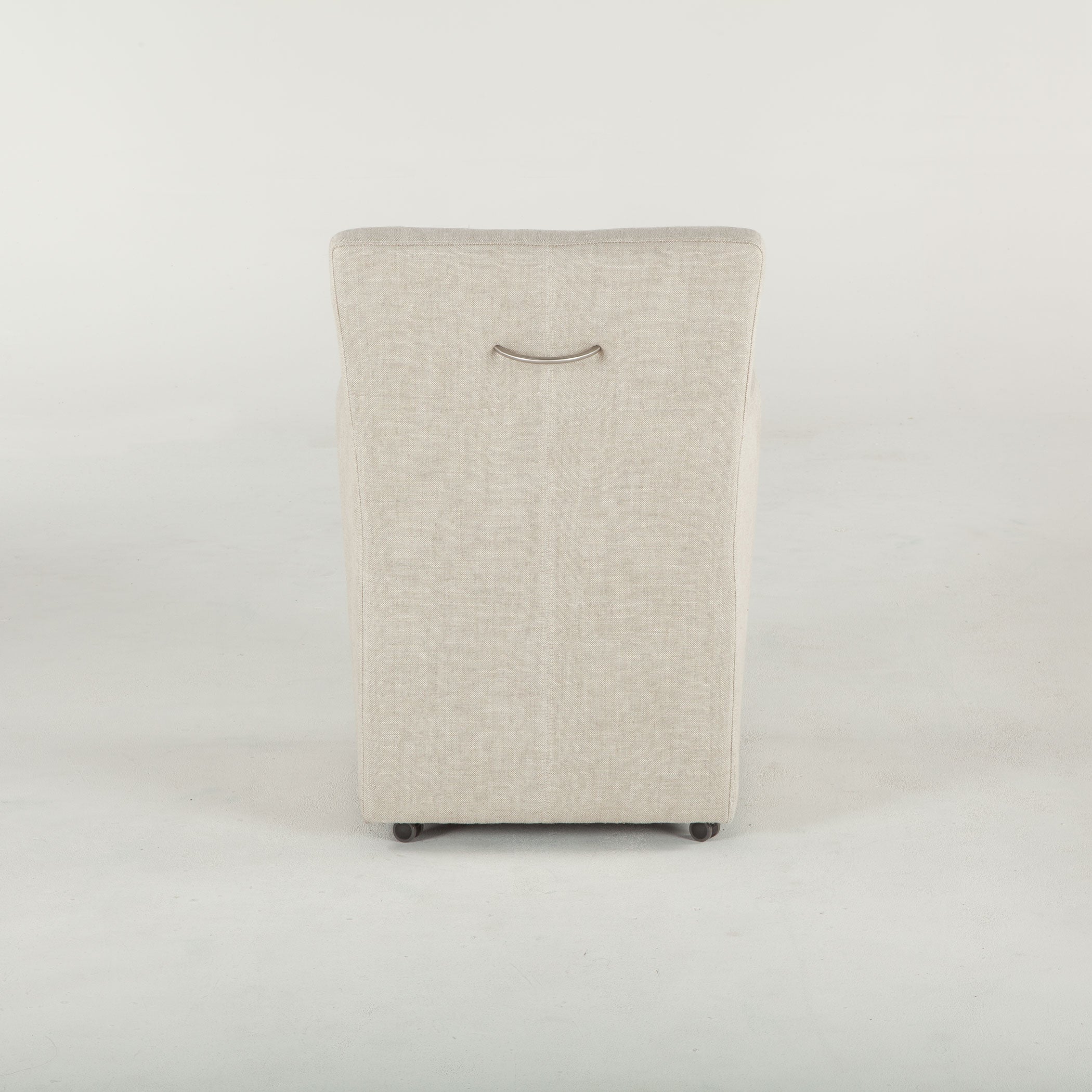 24" Beige Linen Wheeled Armchair