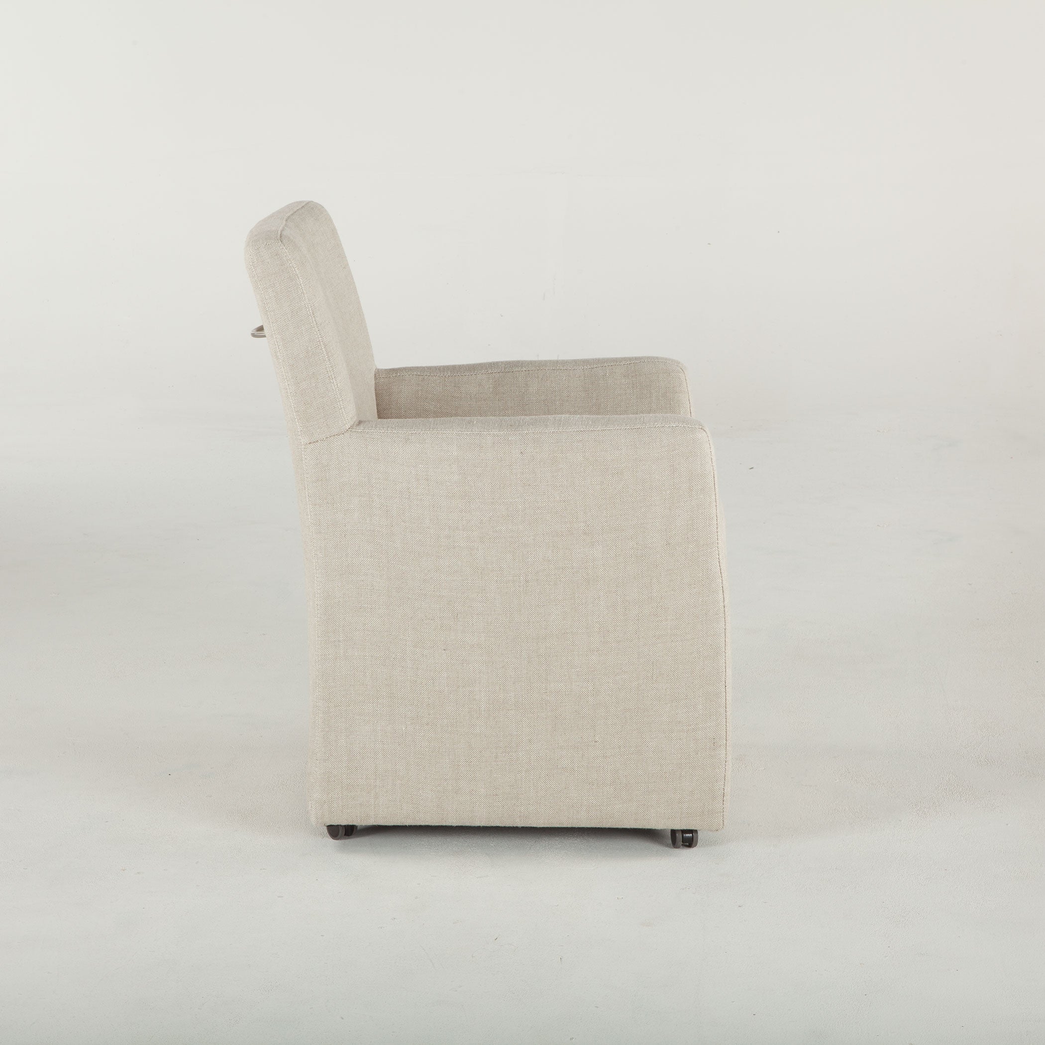 24" Beige Linen Wheeled Armchair