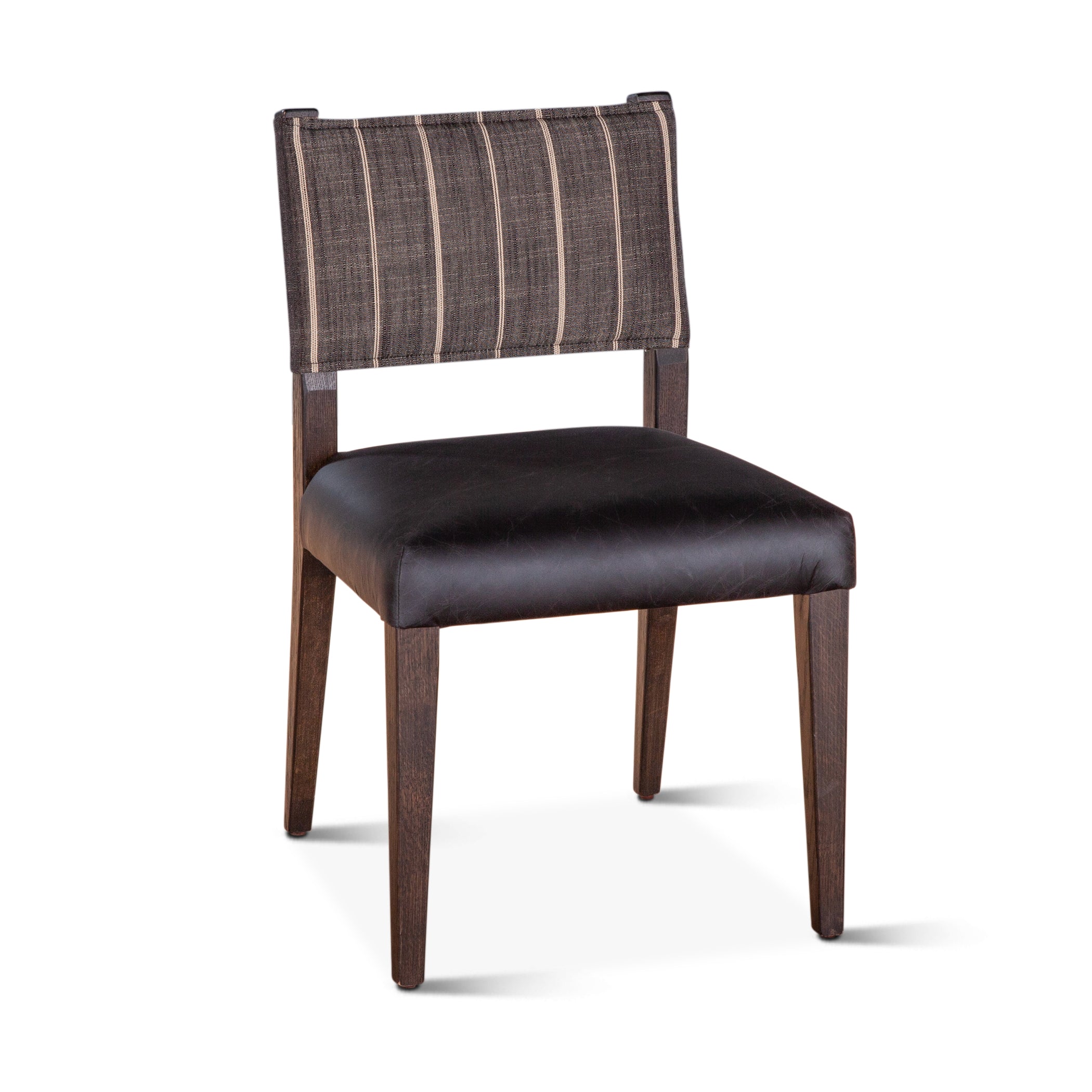 20" Black Linen and Leather Dining Chair