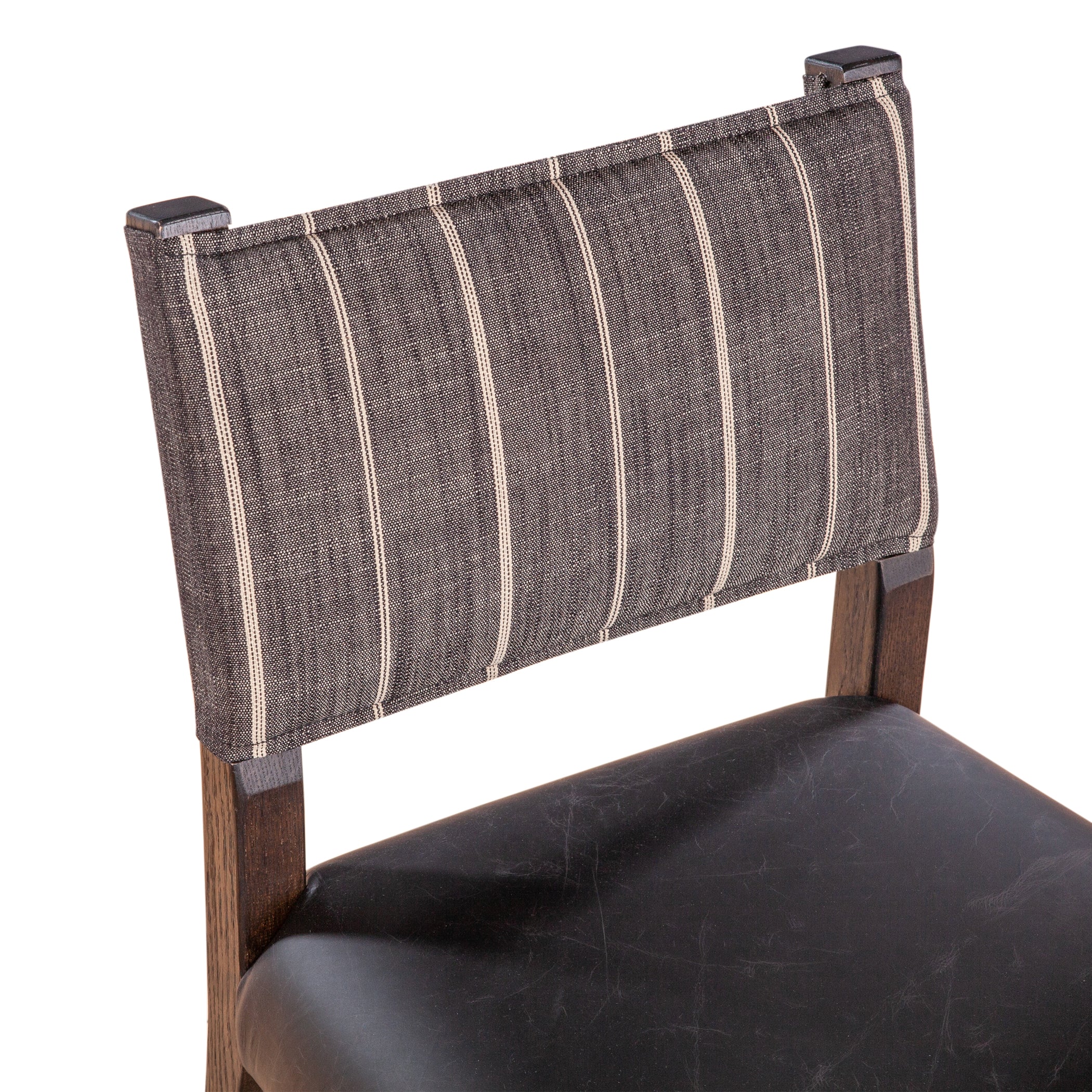 20" Black Linen and Leather Dining Chair