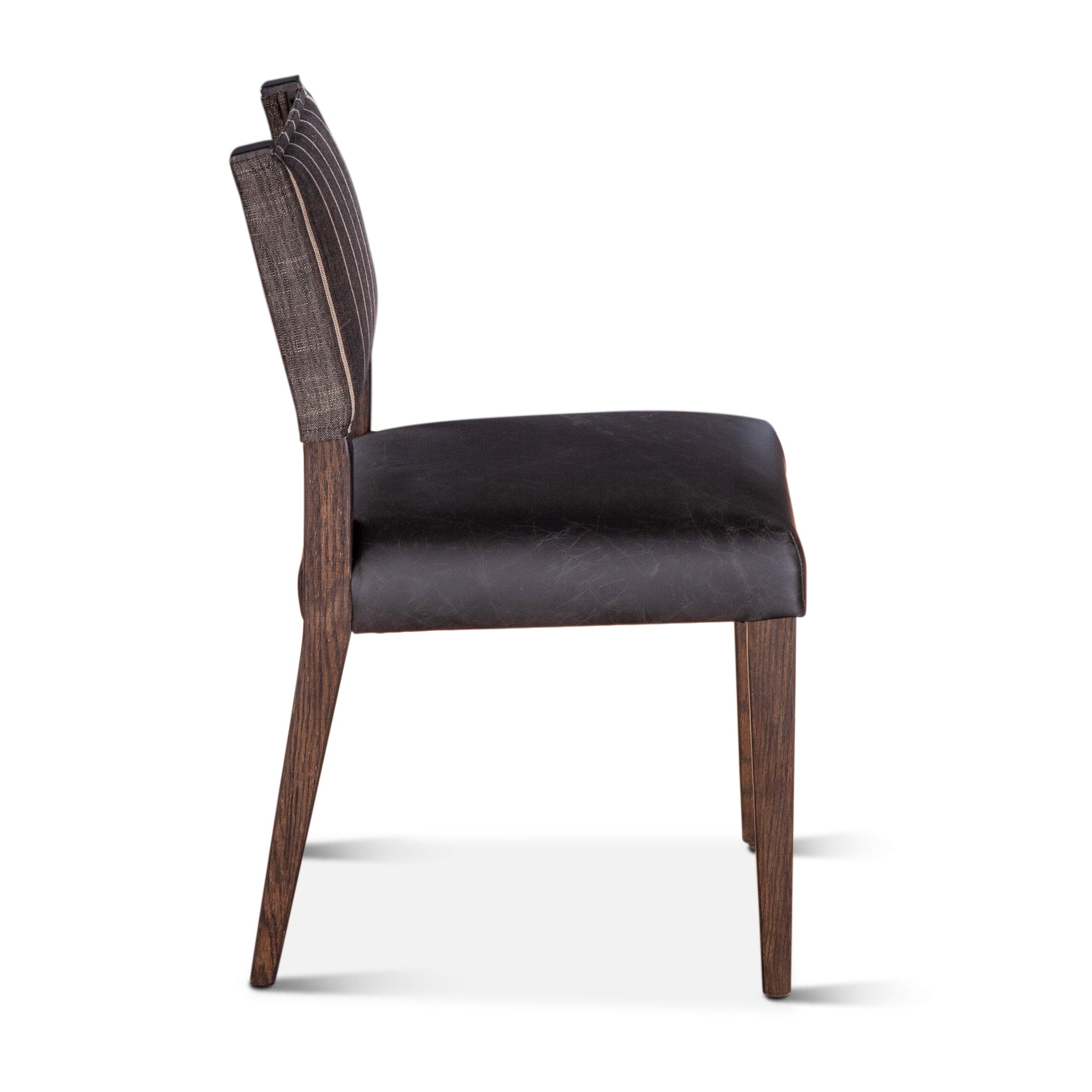 20" Black Linen and Leather Dining Chair