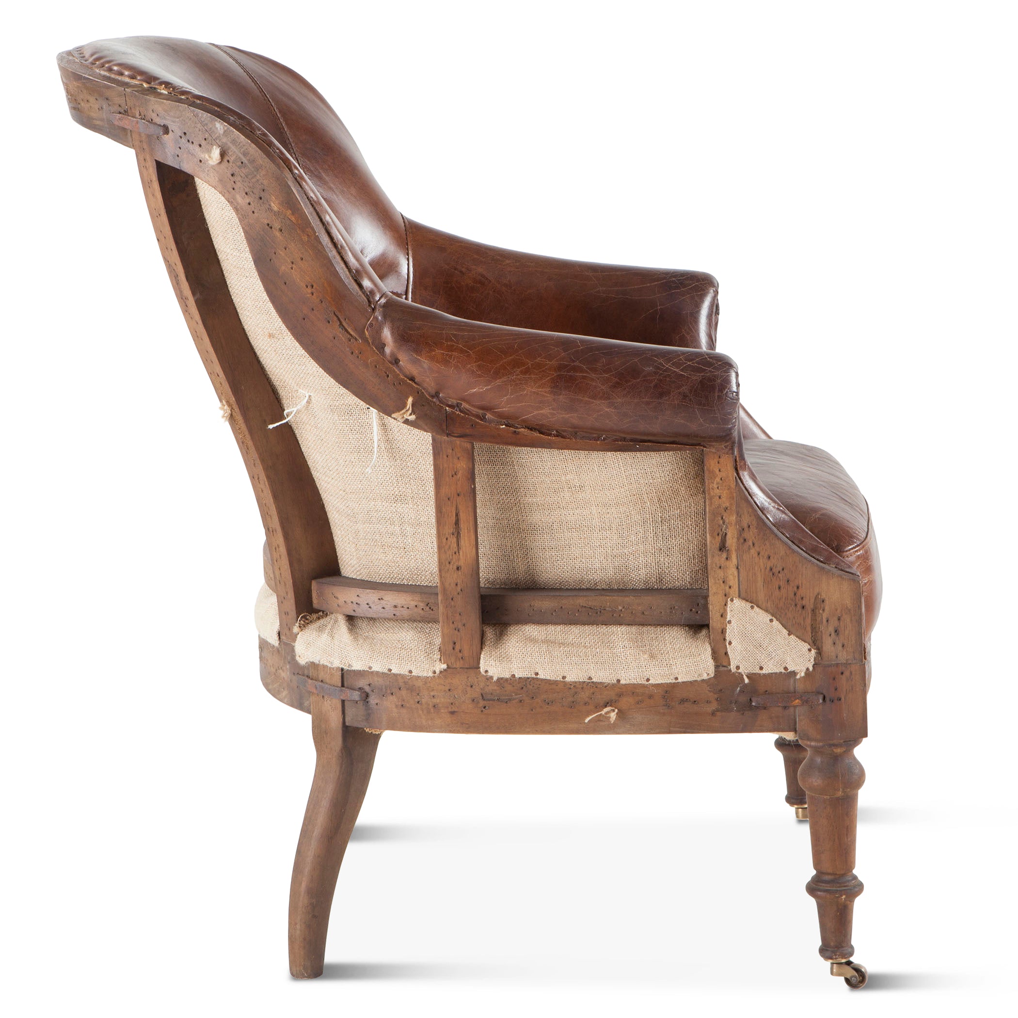 28" Vintage Cigar Leather Accent Chair