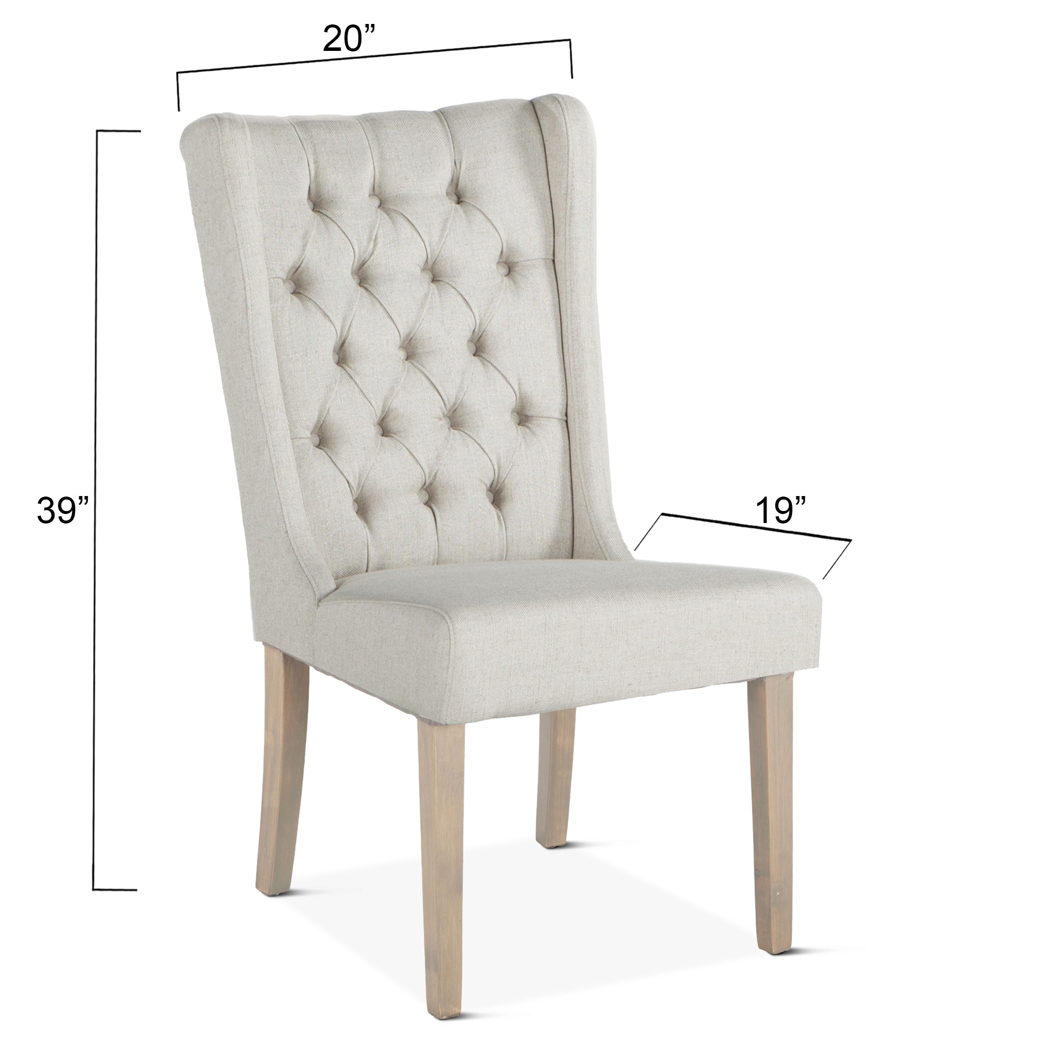 20" Off-White Linen Tufted Dining Chair