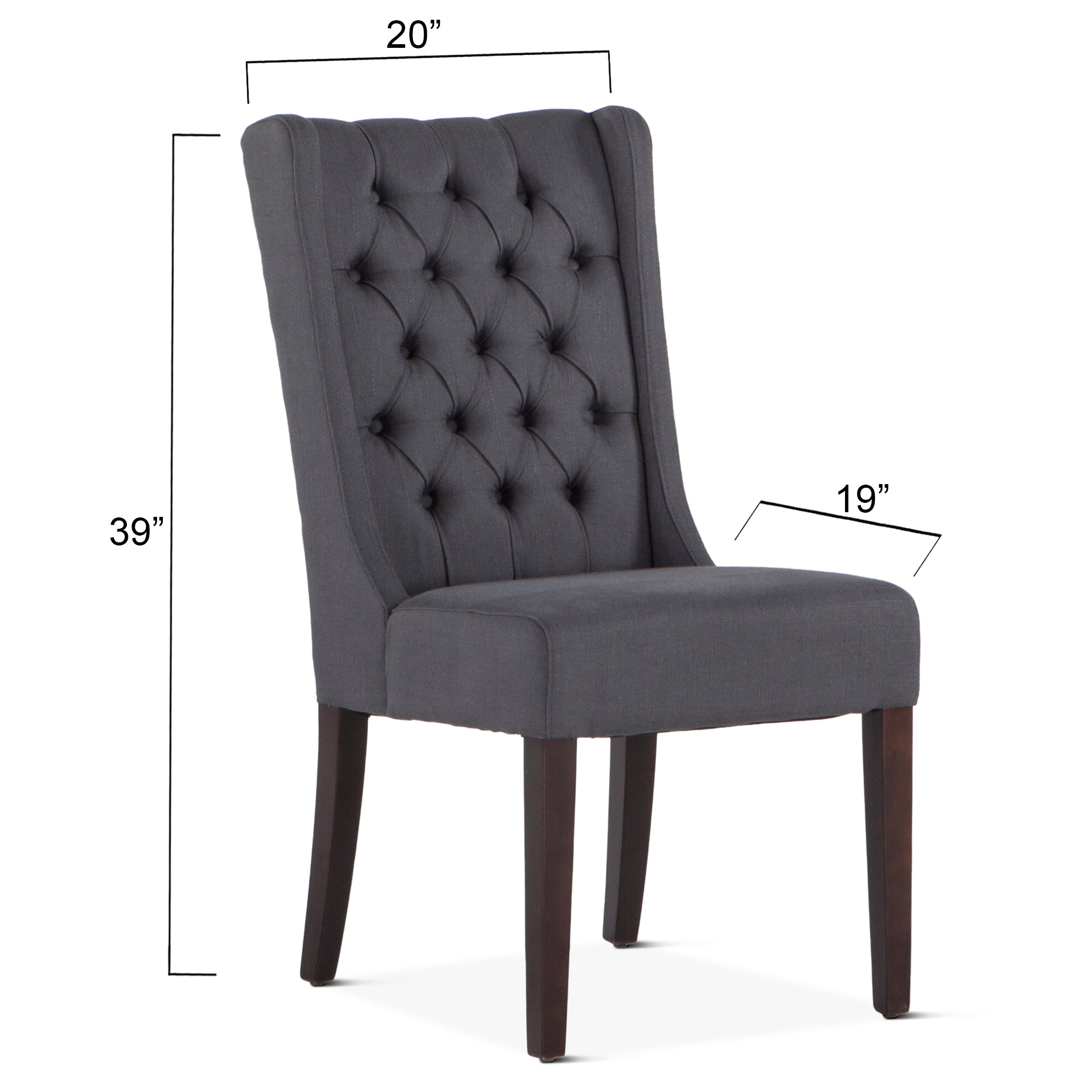 20" Gray Linen Tufted Dining Chair