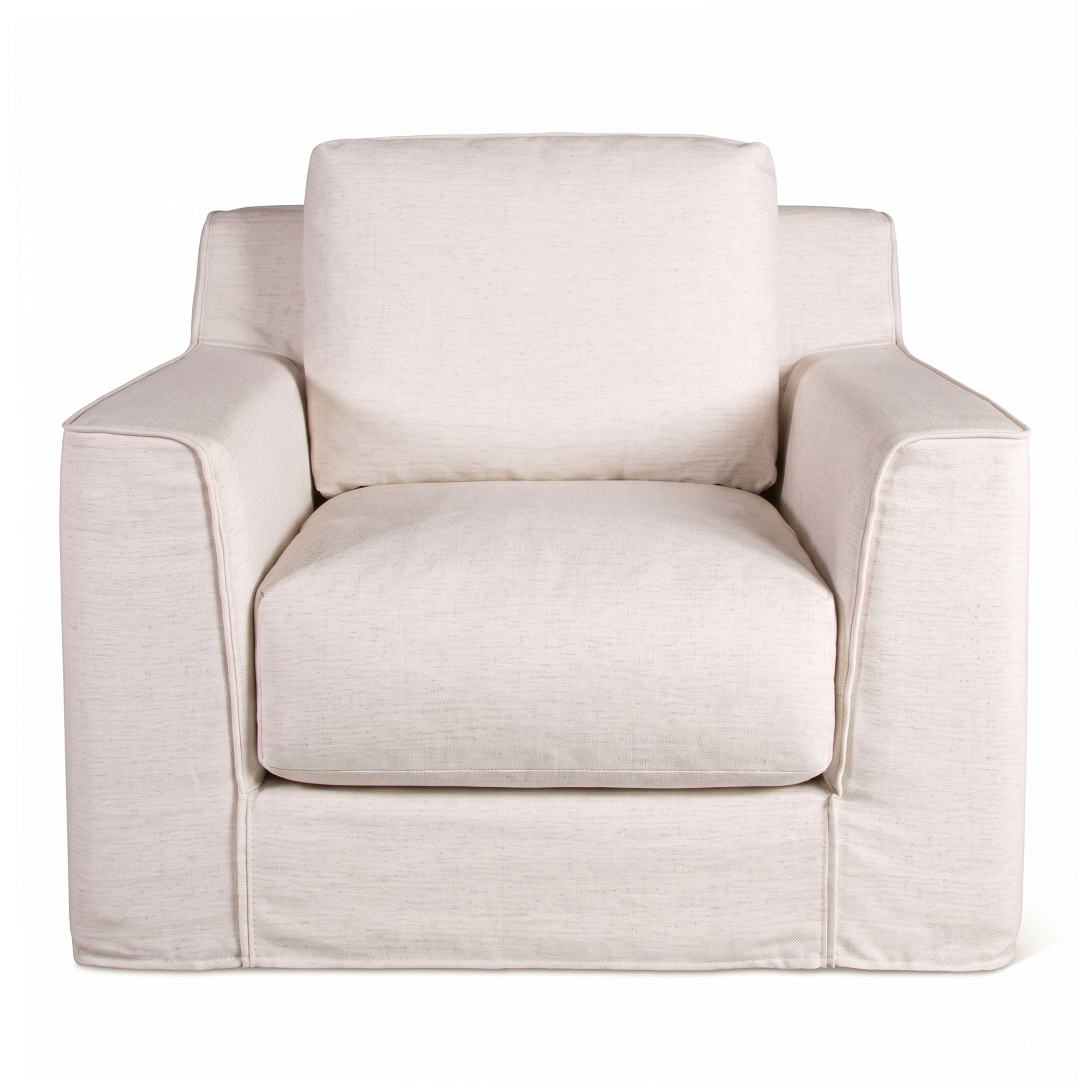 37" White Linen Slipcovered Accent Chair