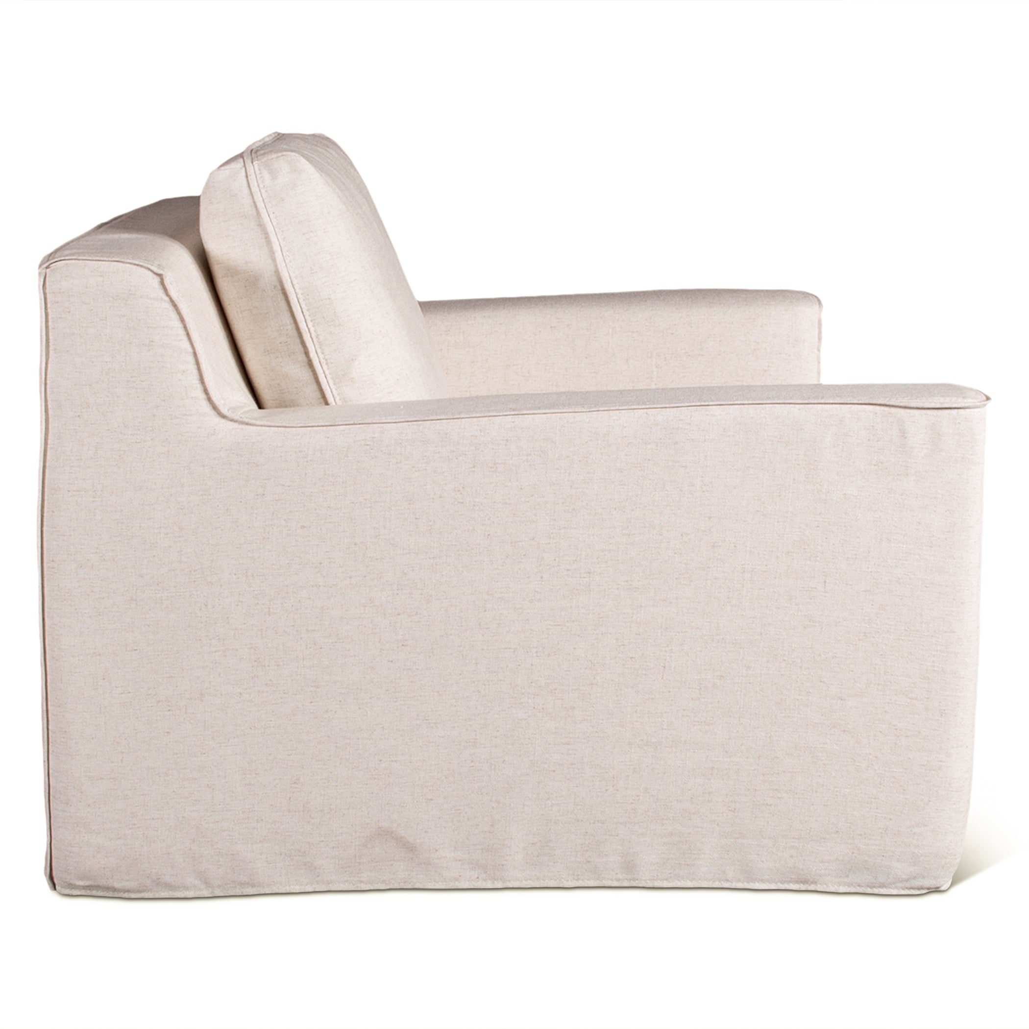 37" White Linen Slipcovered Accent Chair