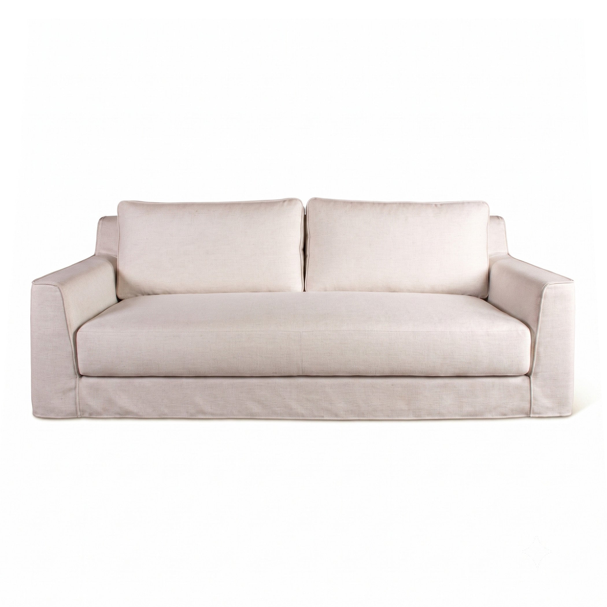 87" White Linen Slipcovered Sofa