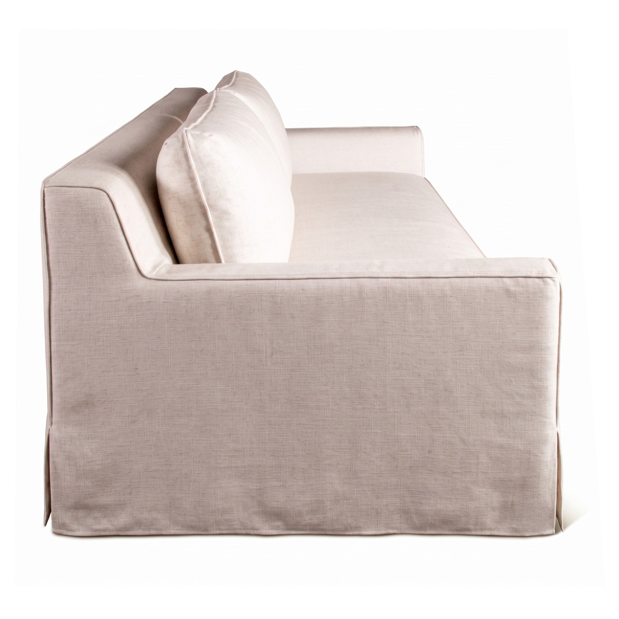 87" White Linen Slipcovered Sofa
