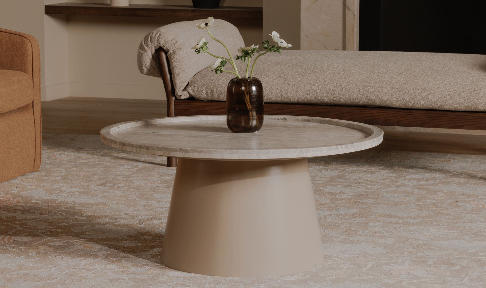 34" White Marble Coffee Table