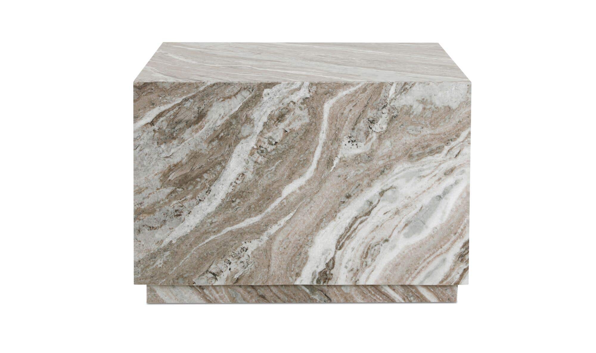 24" Light Brown Marble Coffee Table