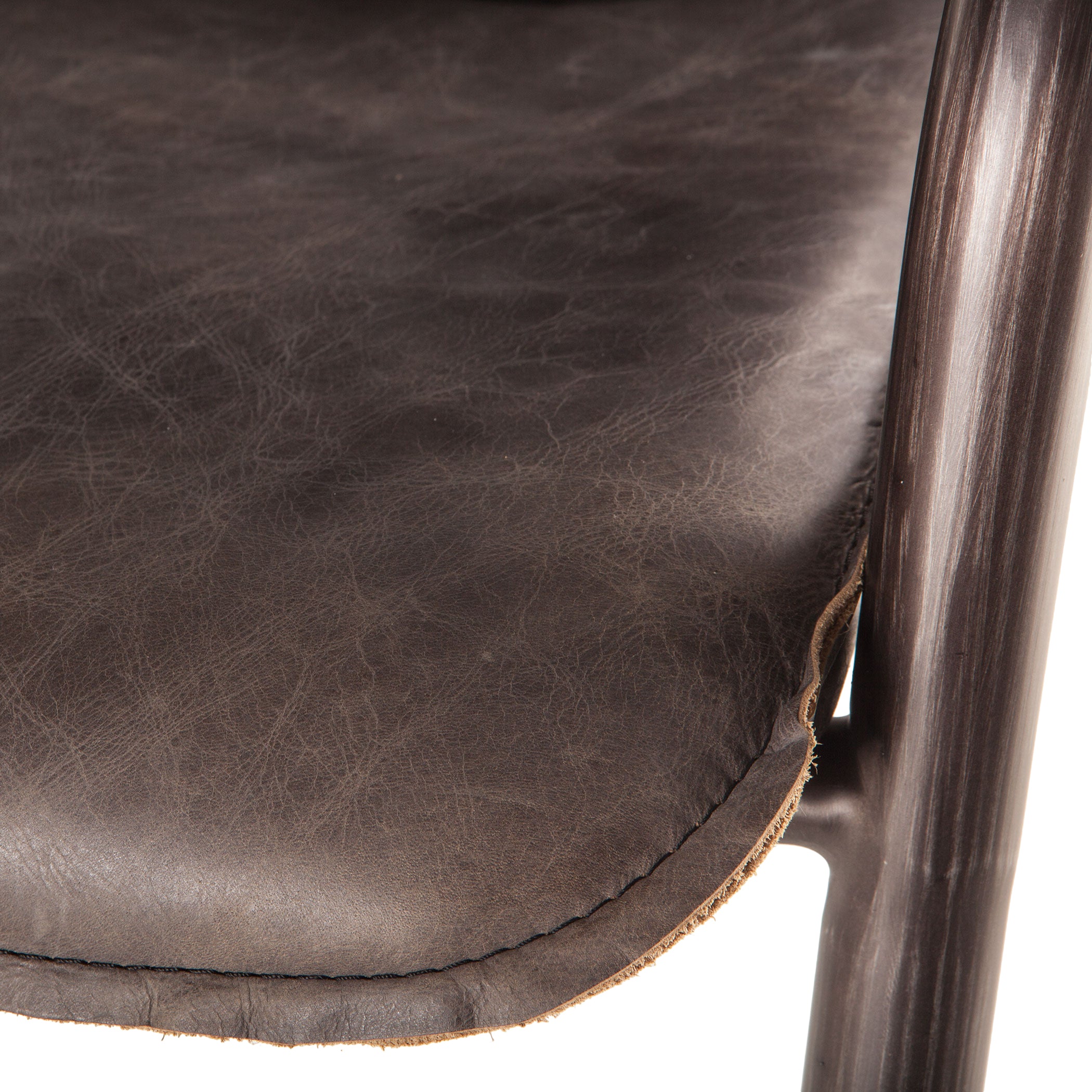 22" Antique Ebony Leather Bar Chair