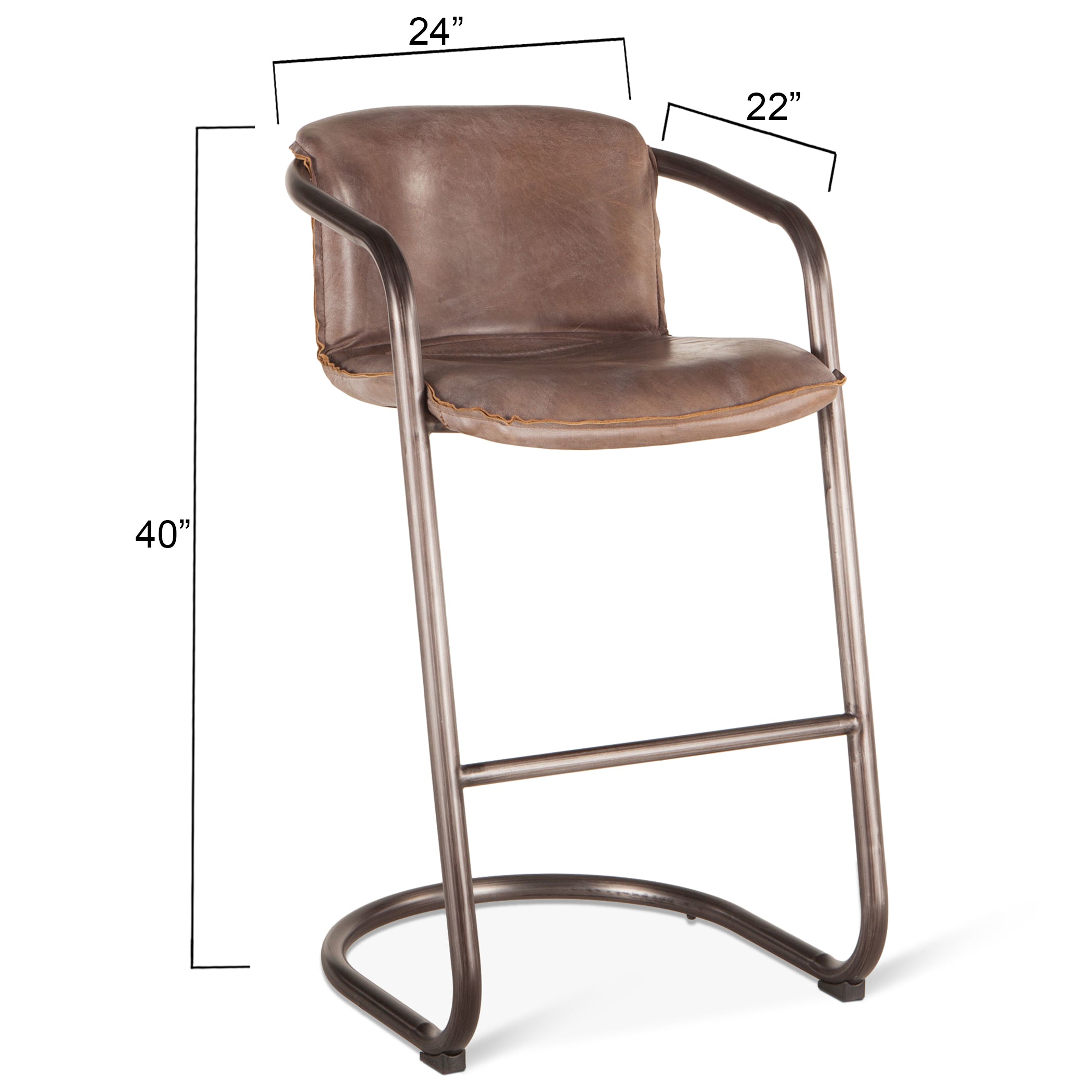 22" Jet Brown Leather Bar Chair