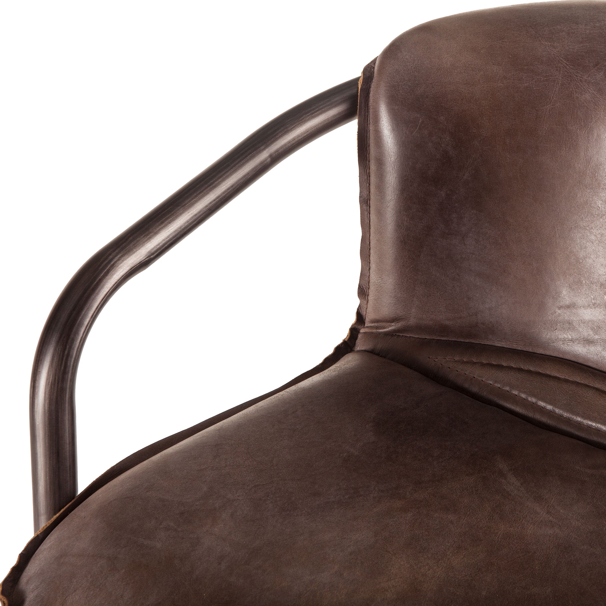 22" Jet Brown Leather Bar Chair