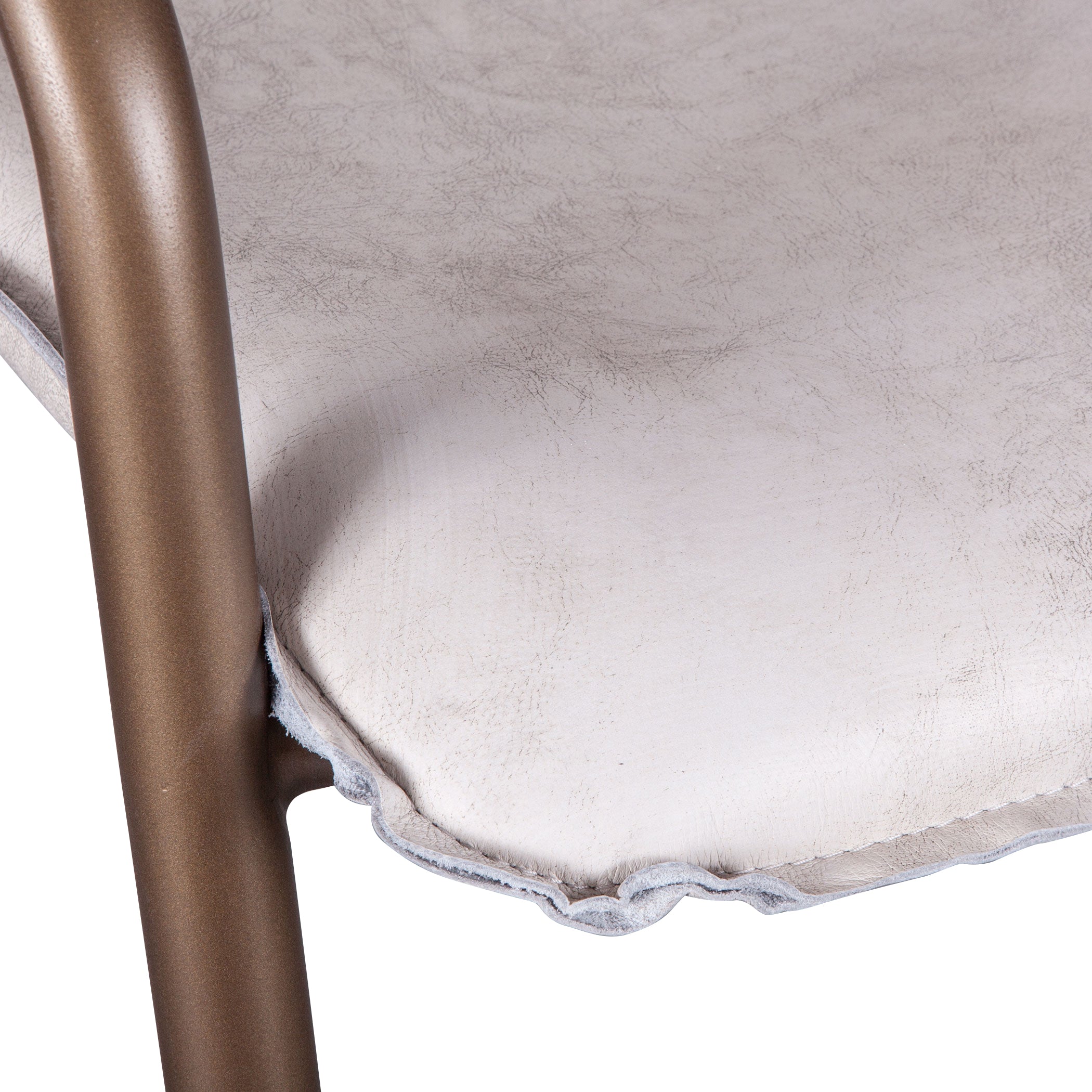 22" Vintage White Leather Bar Chair