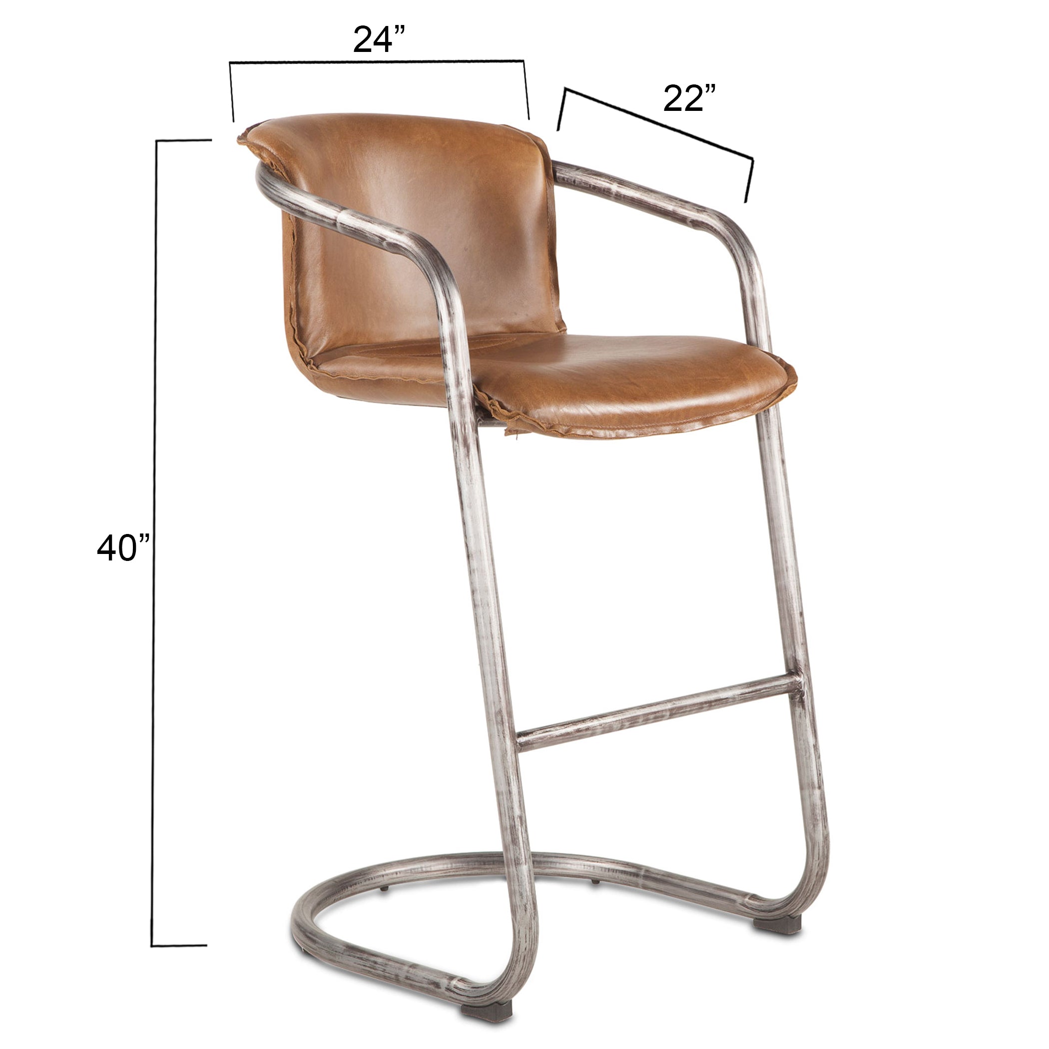 22" Chestnut Leather Bar Chair
