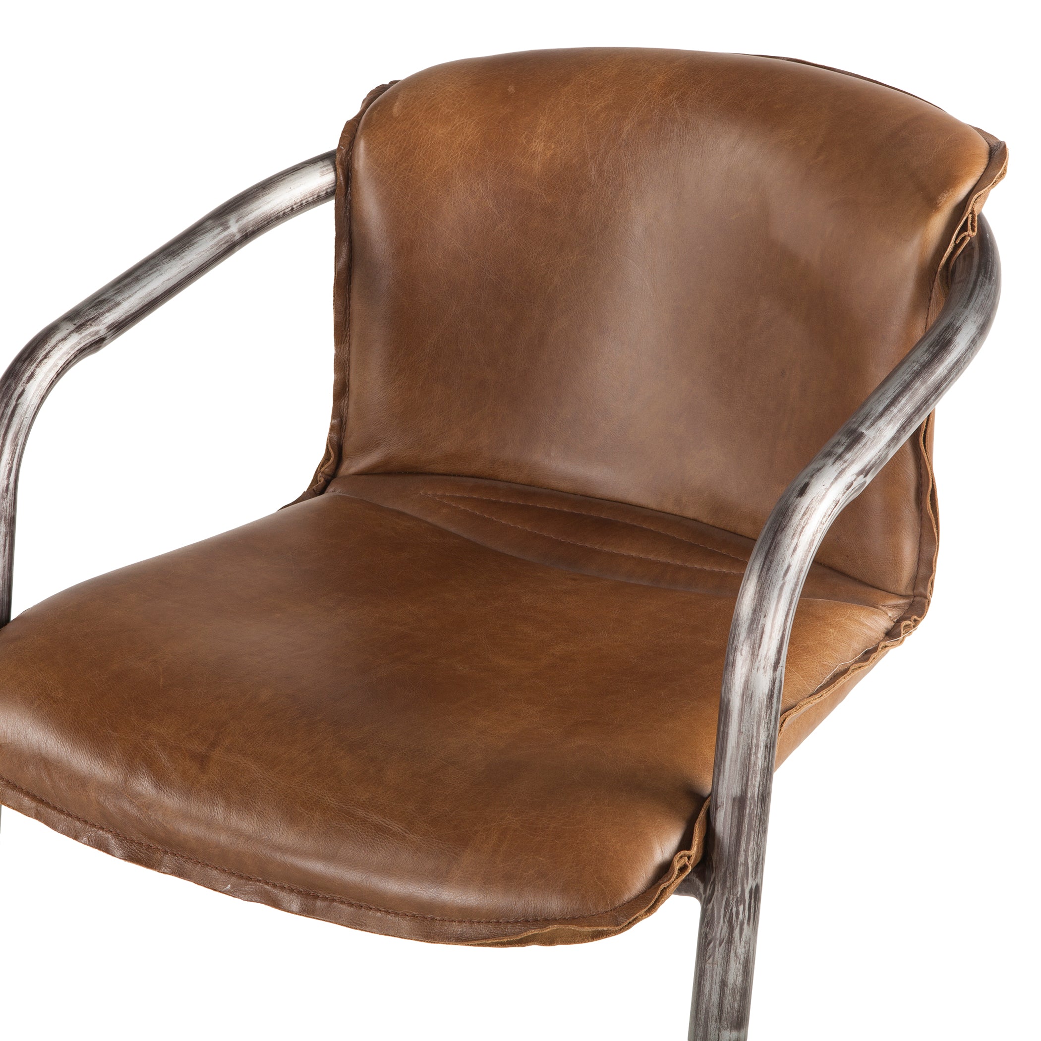 22" Chestnut Leather Bar Chair
