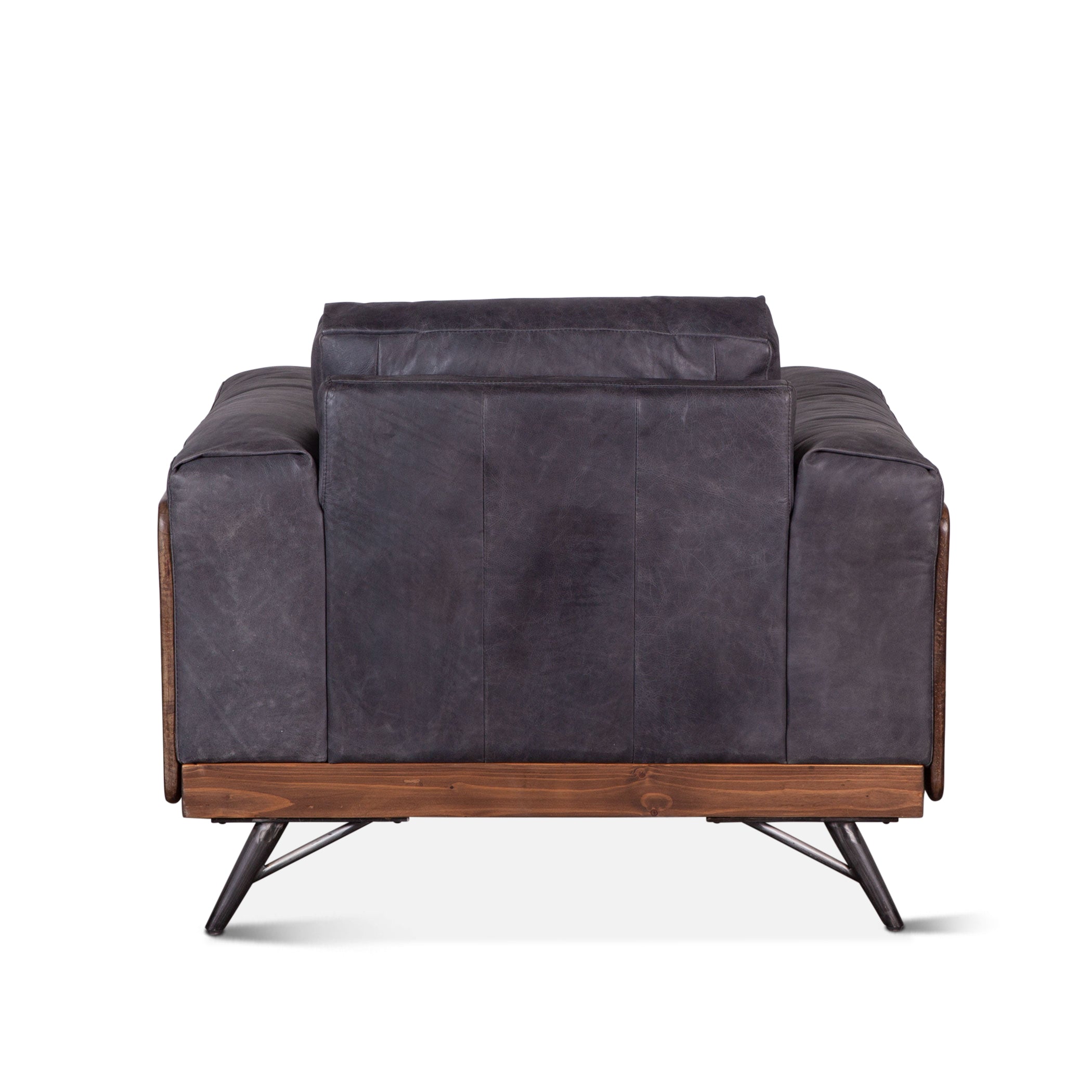 41" Antique Ebony Leather Accent Chair