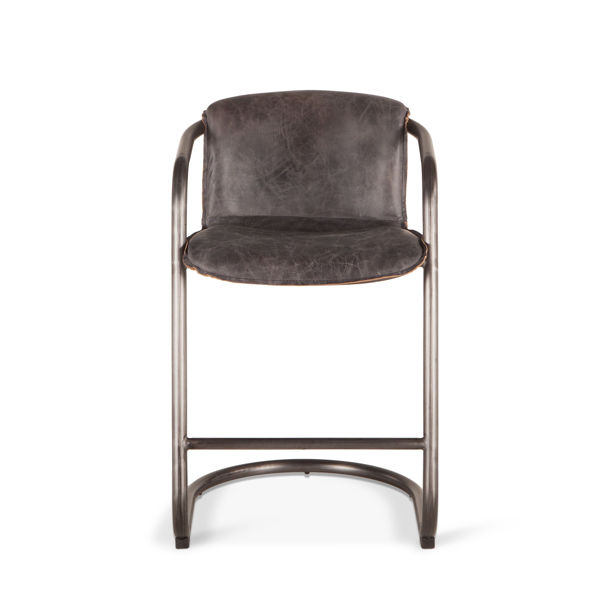 22" Antique Ebony Leather Counter Chair