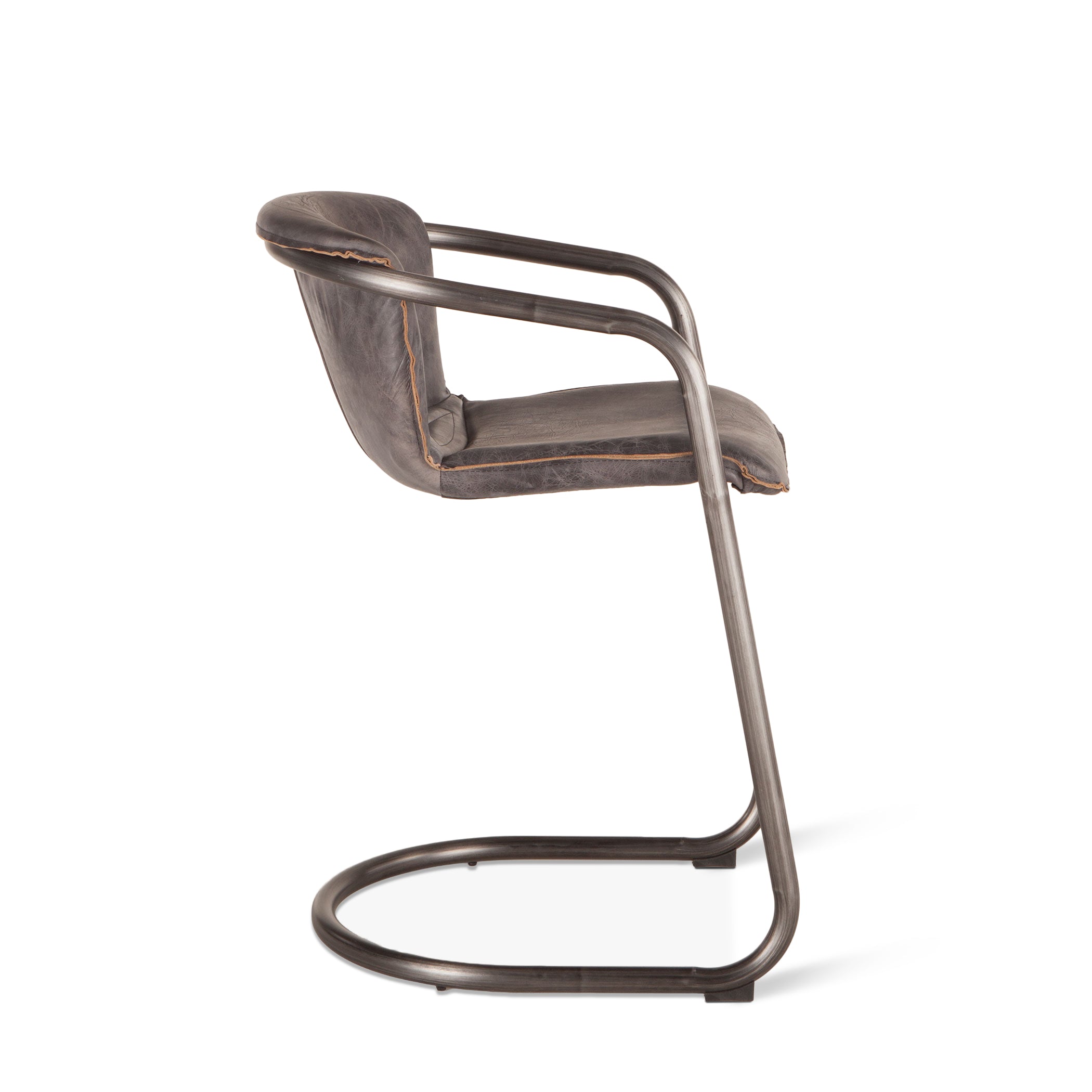 22" Antique Ebony Leather Counter Chair