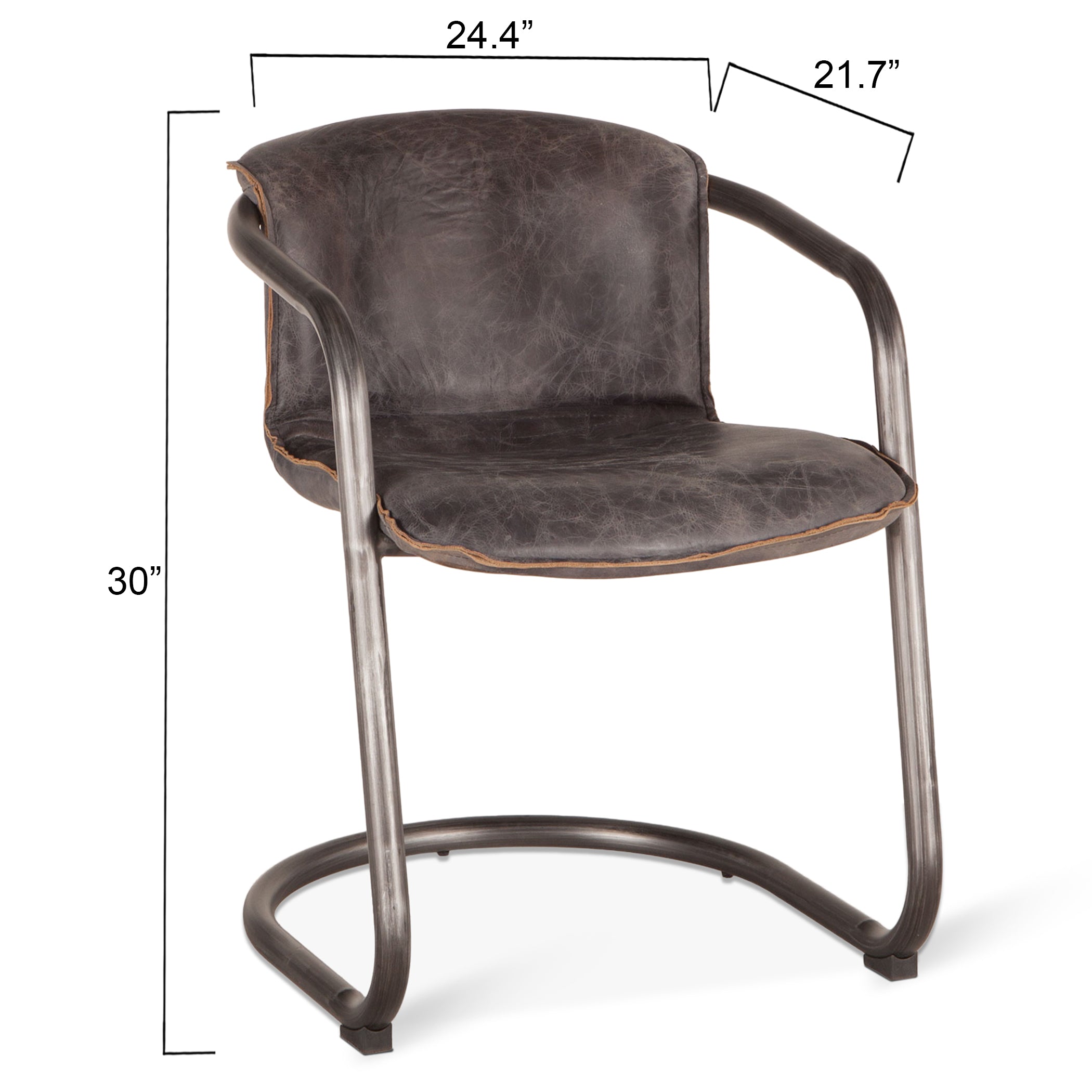 22" Antique Ebony Leather Dining Chair