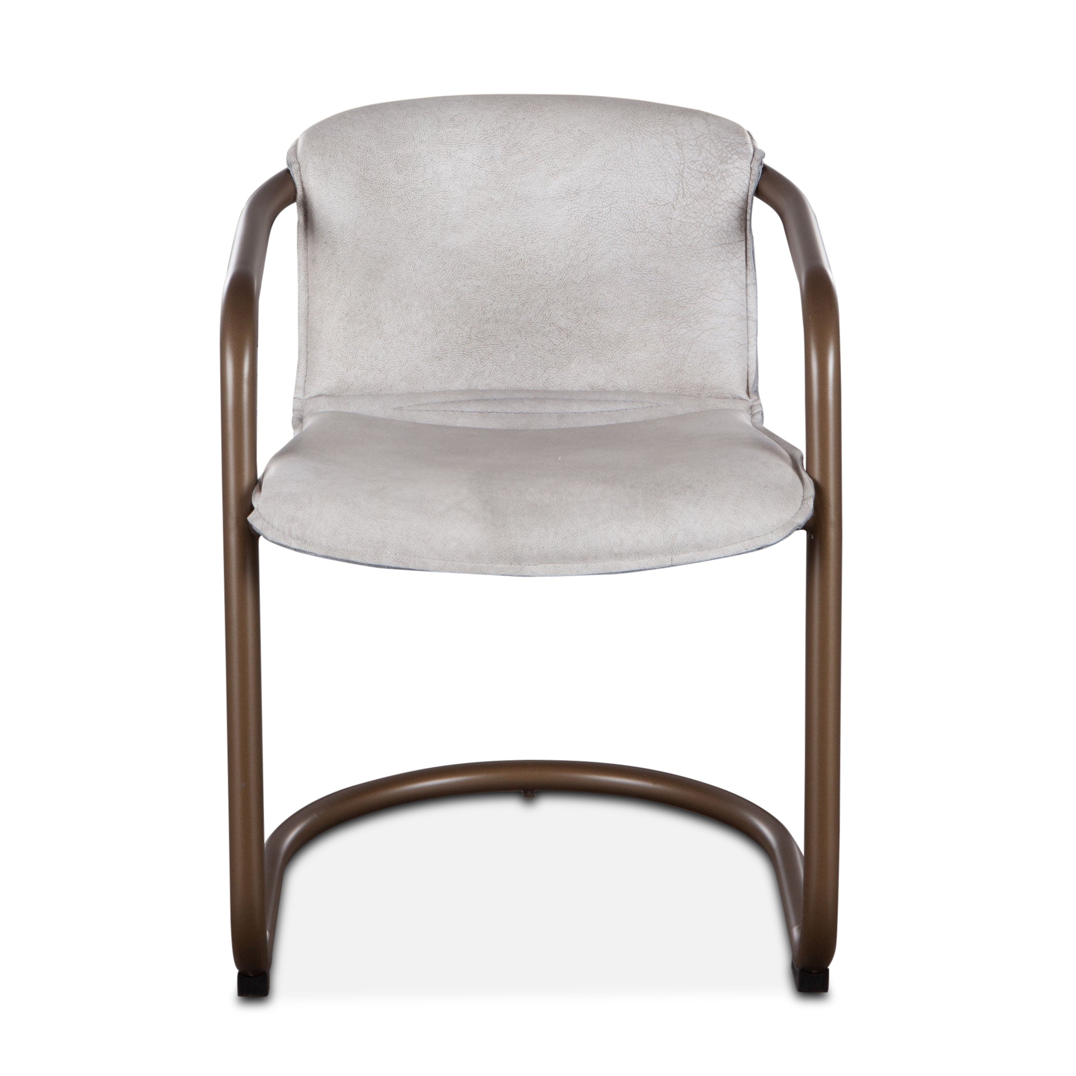 22" Vintage White Leather Dining Chair