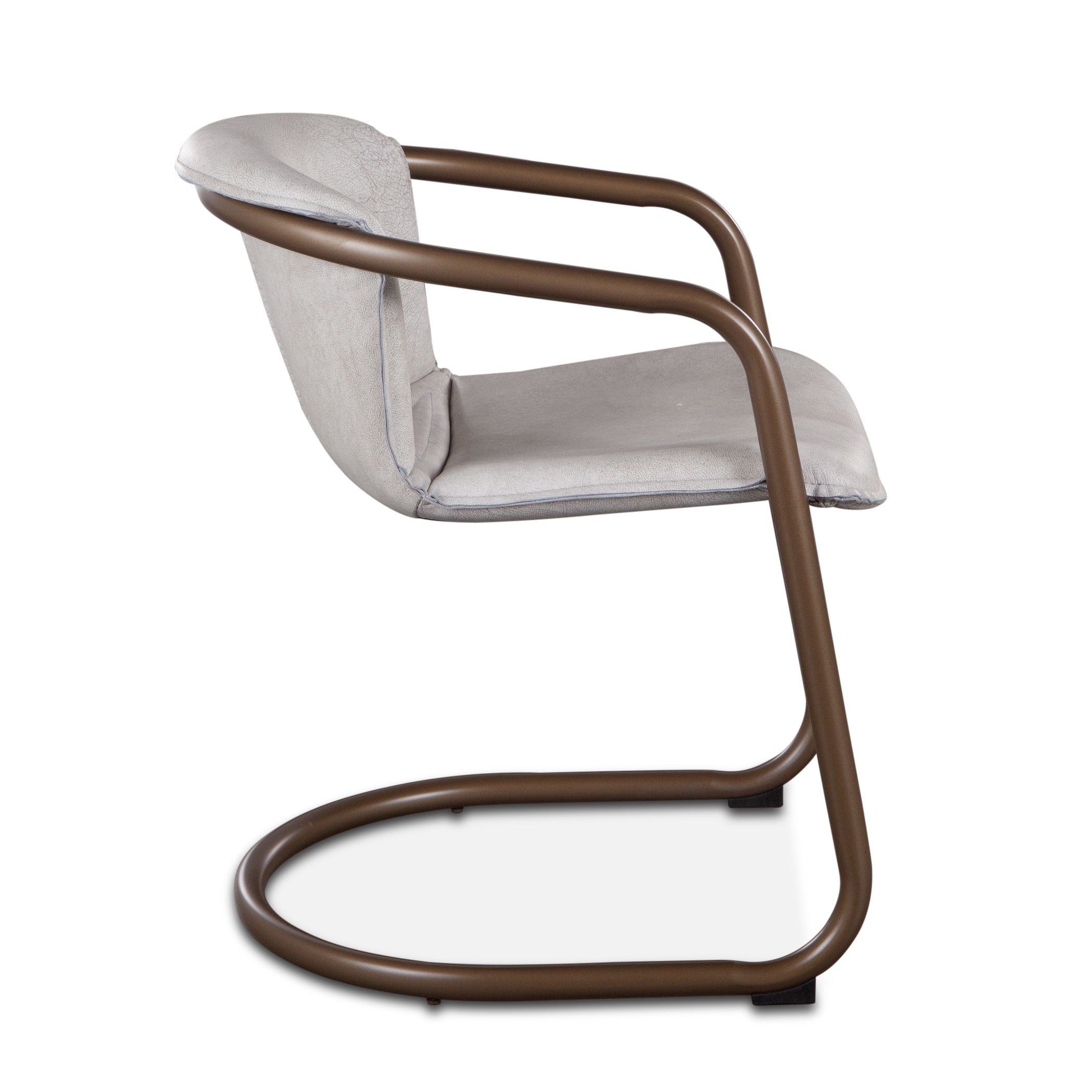 22" Vintage White Leather Dining Chair