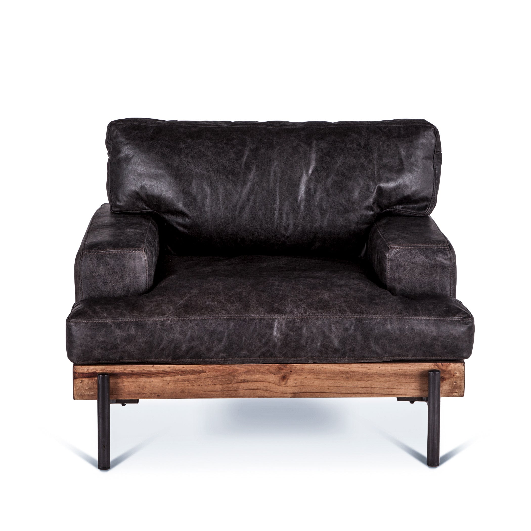 41" Morocco Black Leather Accent Chair