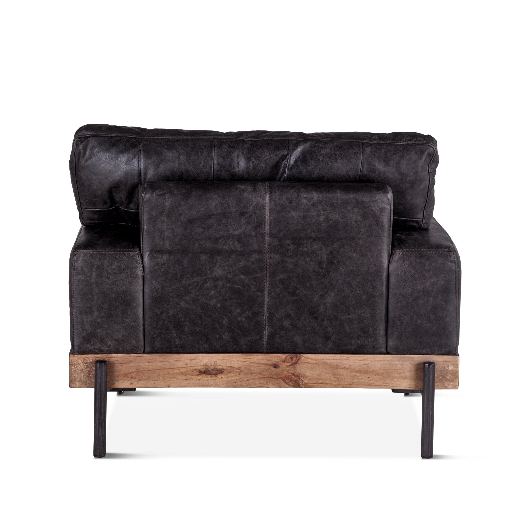 41" Morocco Black Leather Accent Chair