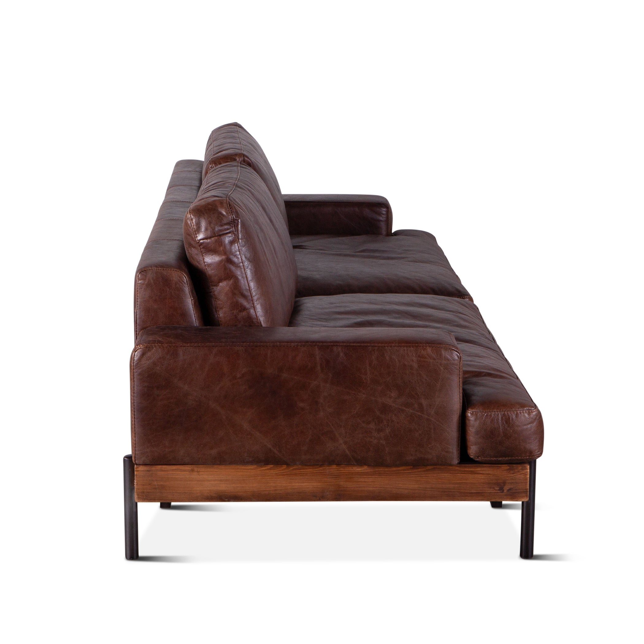 94" Geisha Brown Leather Sofa