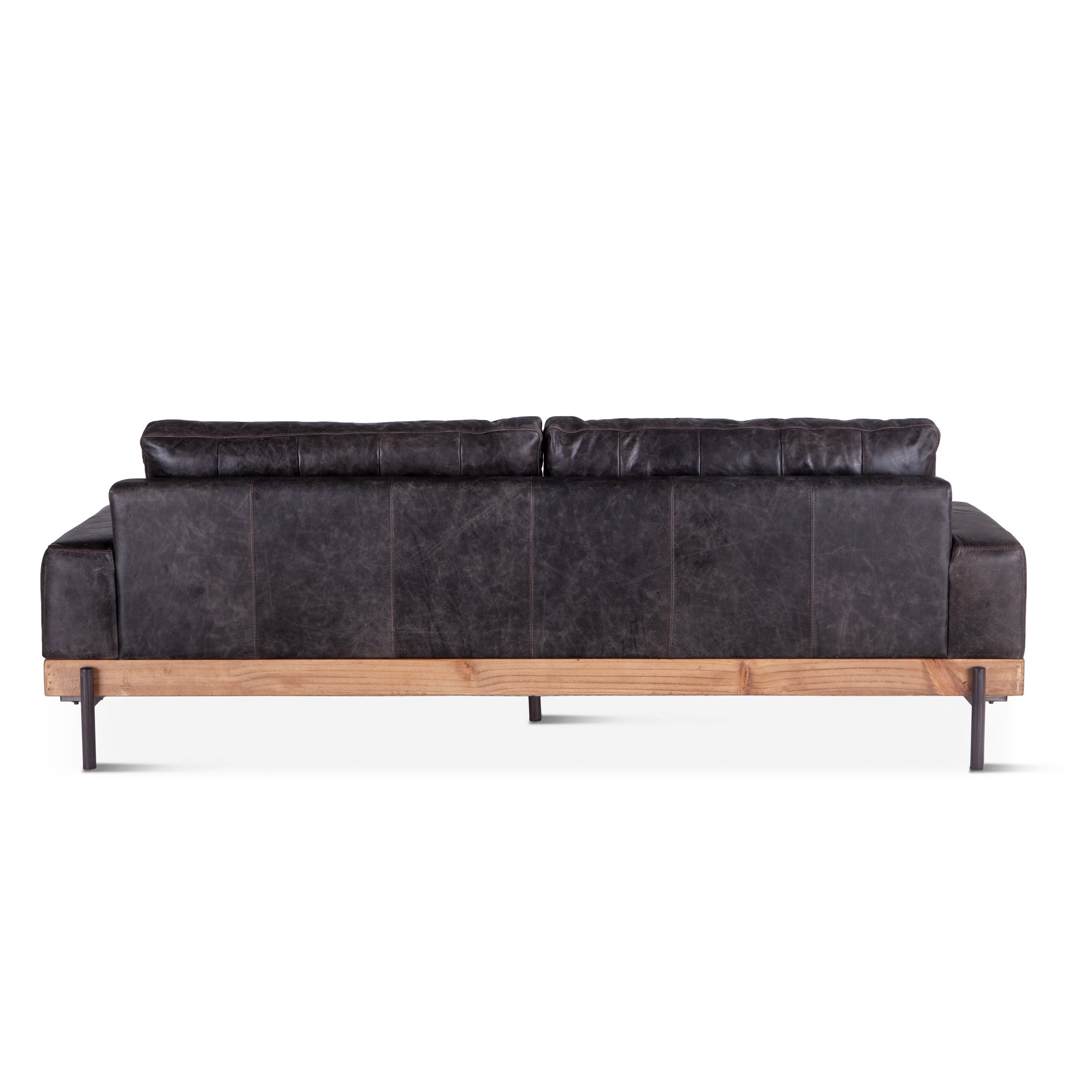 94" Morocco Black Leather Sofa