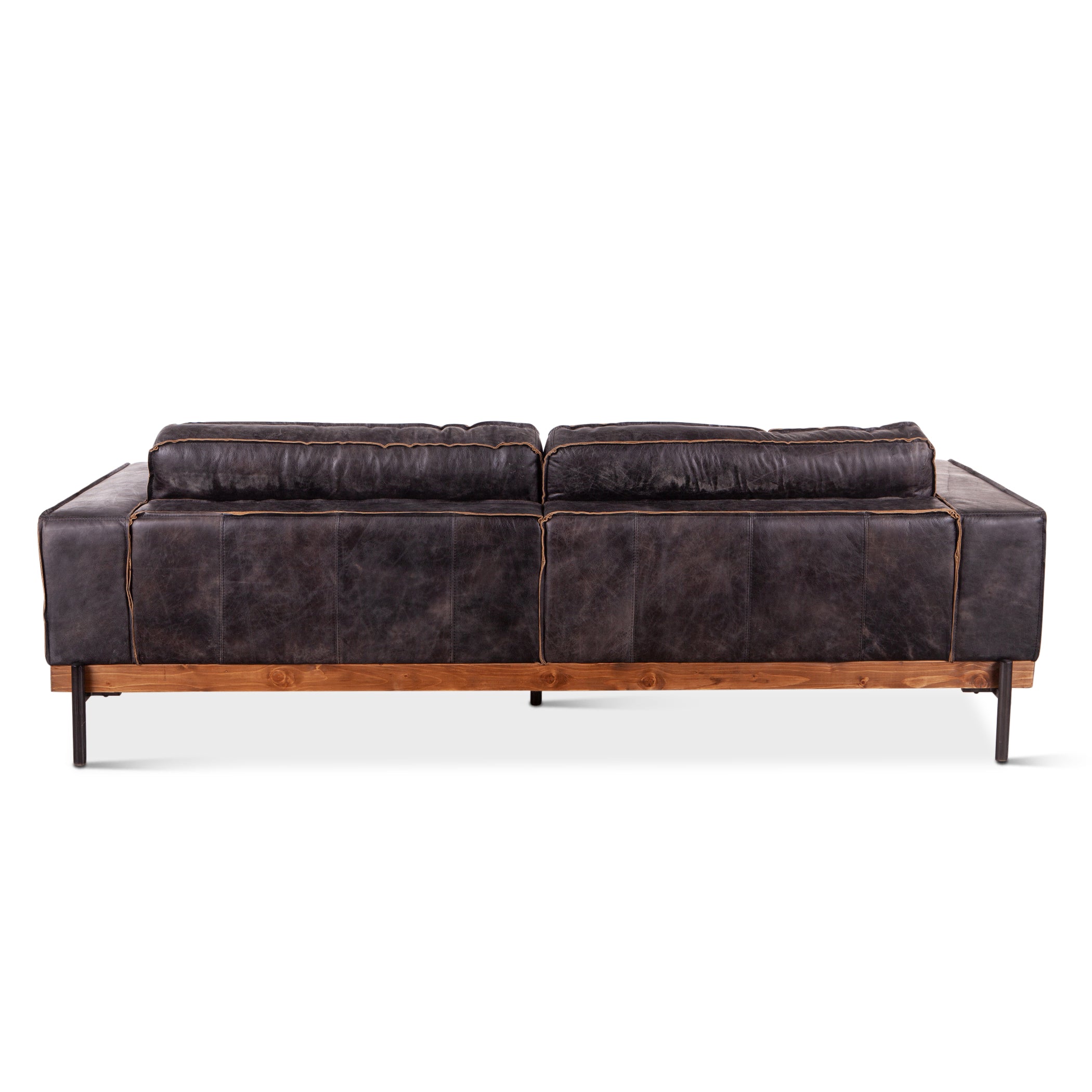 95" Antique Ebony Leather Sofa