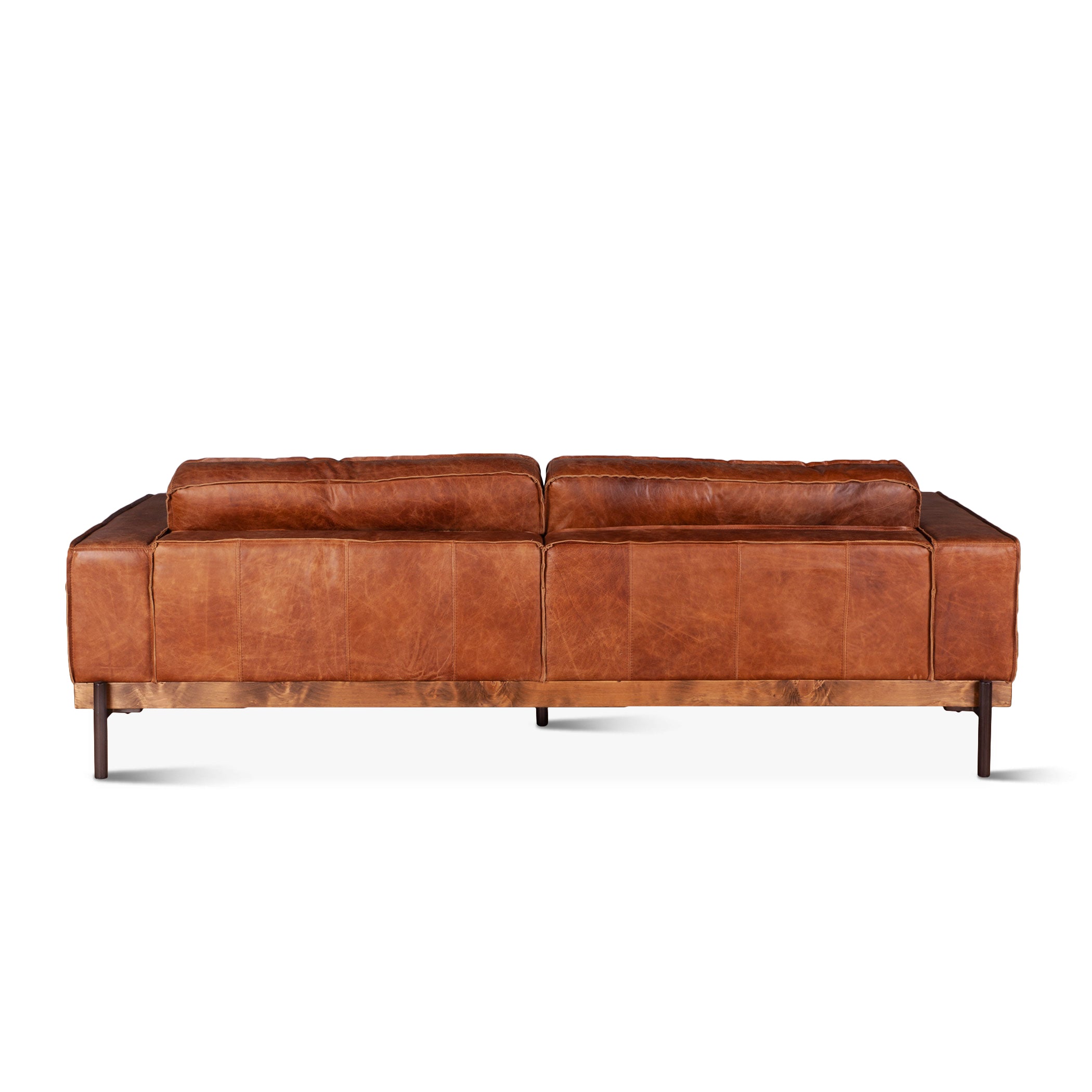 95" Cocoa Brown Leather Sofa