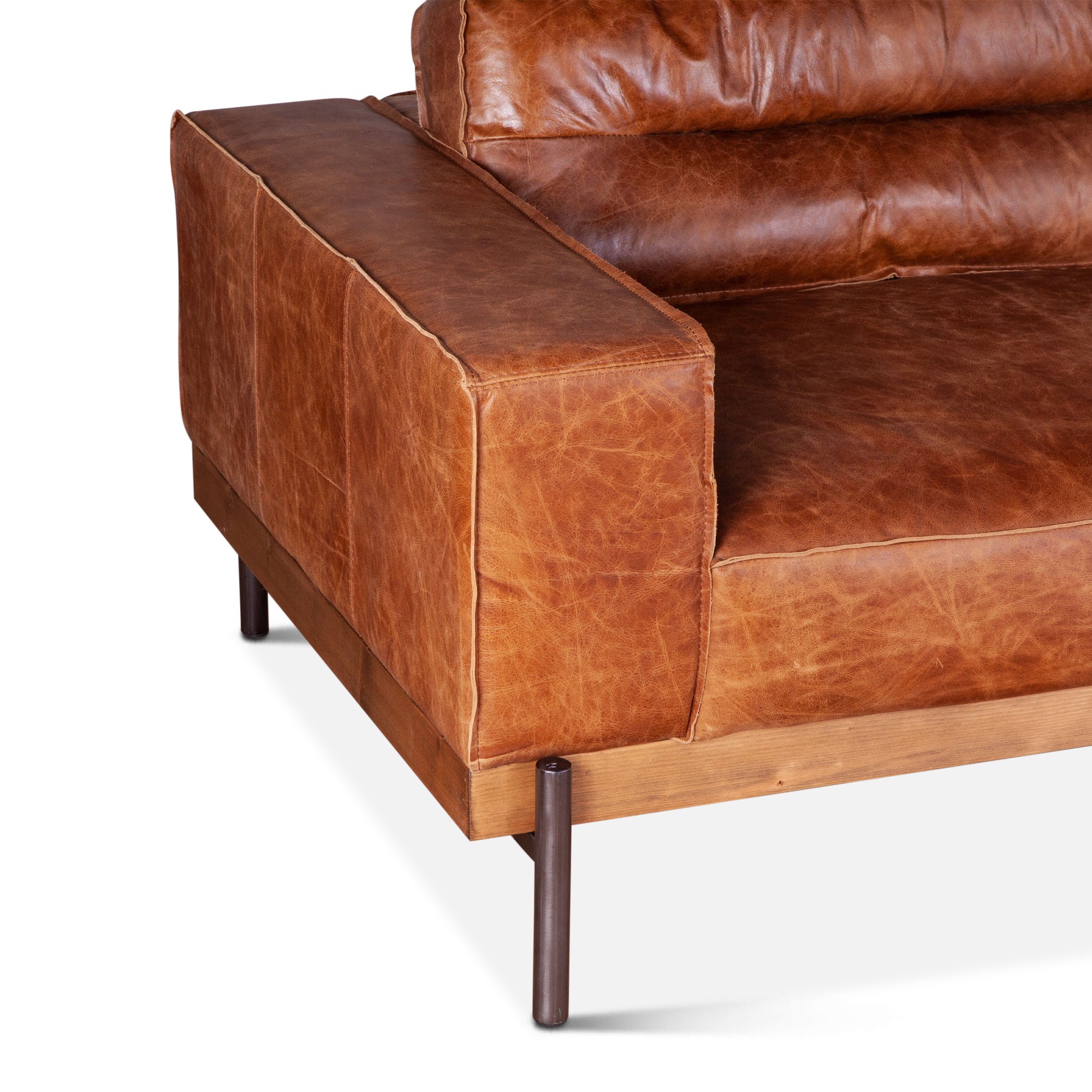 95" Cocoa Brown Leather Sofa