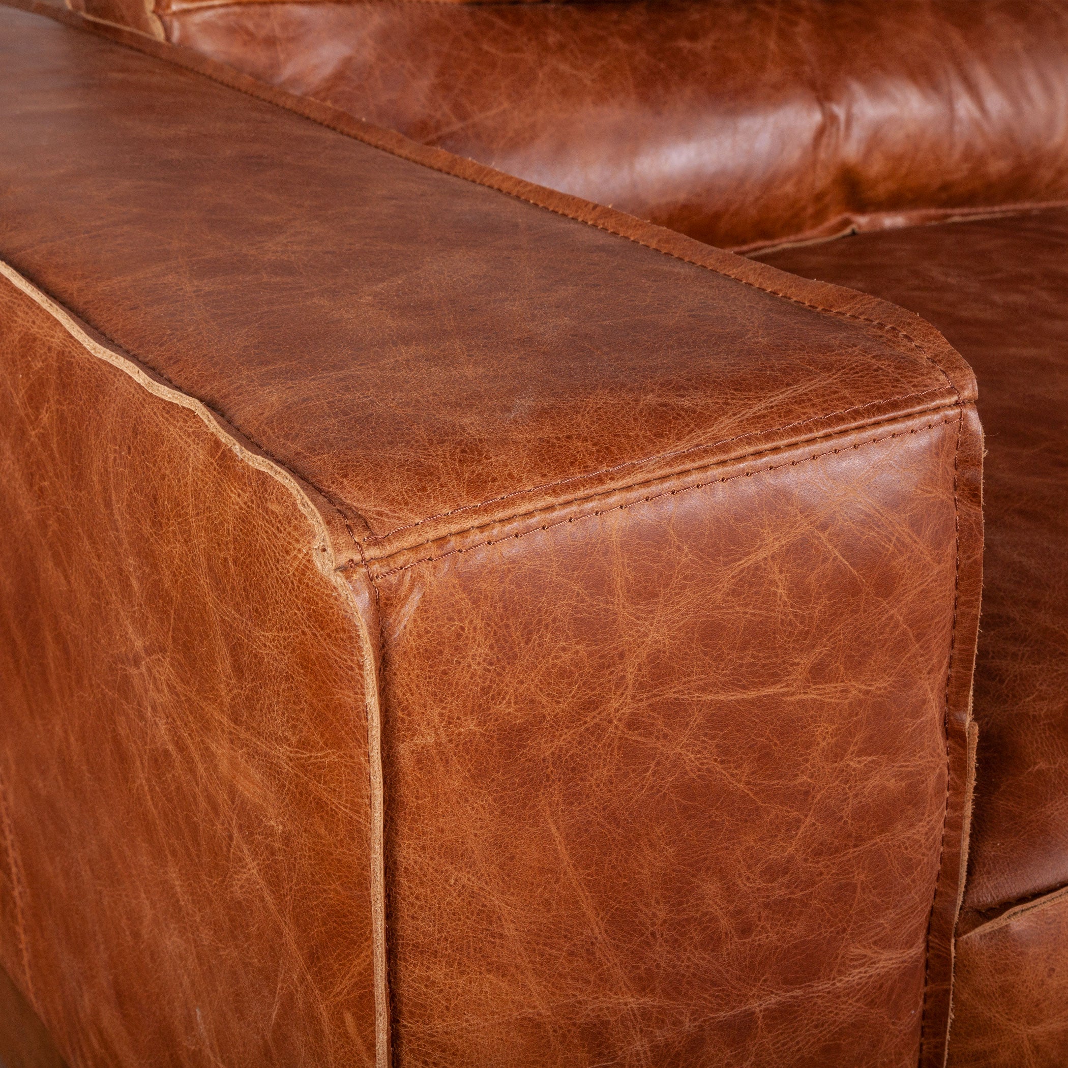 95" Cocoa Brown Leather Sofa