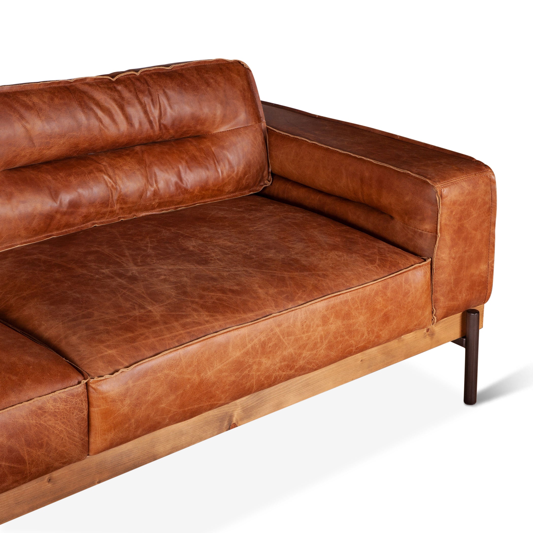 95" Cocoa Brown Leather Sofa
