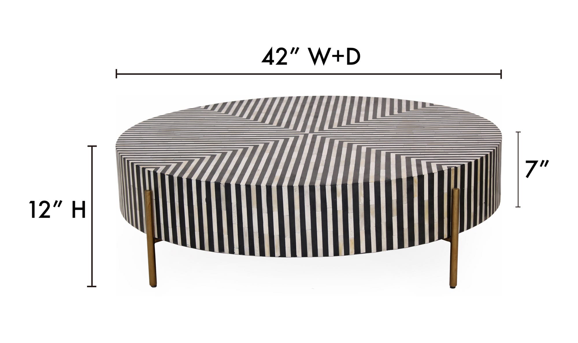 42" Black and White Iron Coffee Table