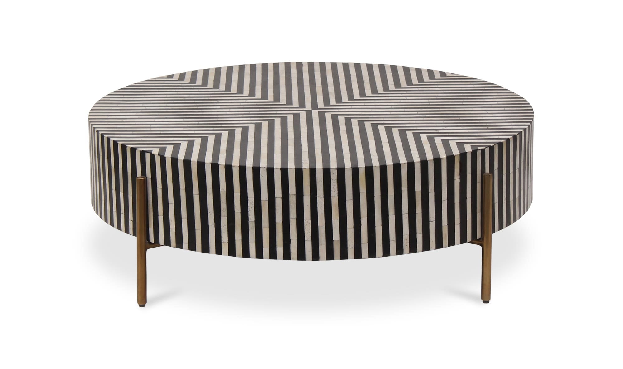 36" Black and White Iron Coffee Table