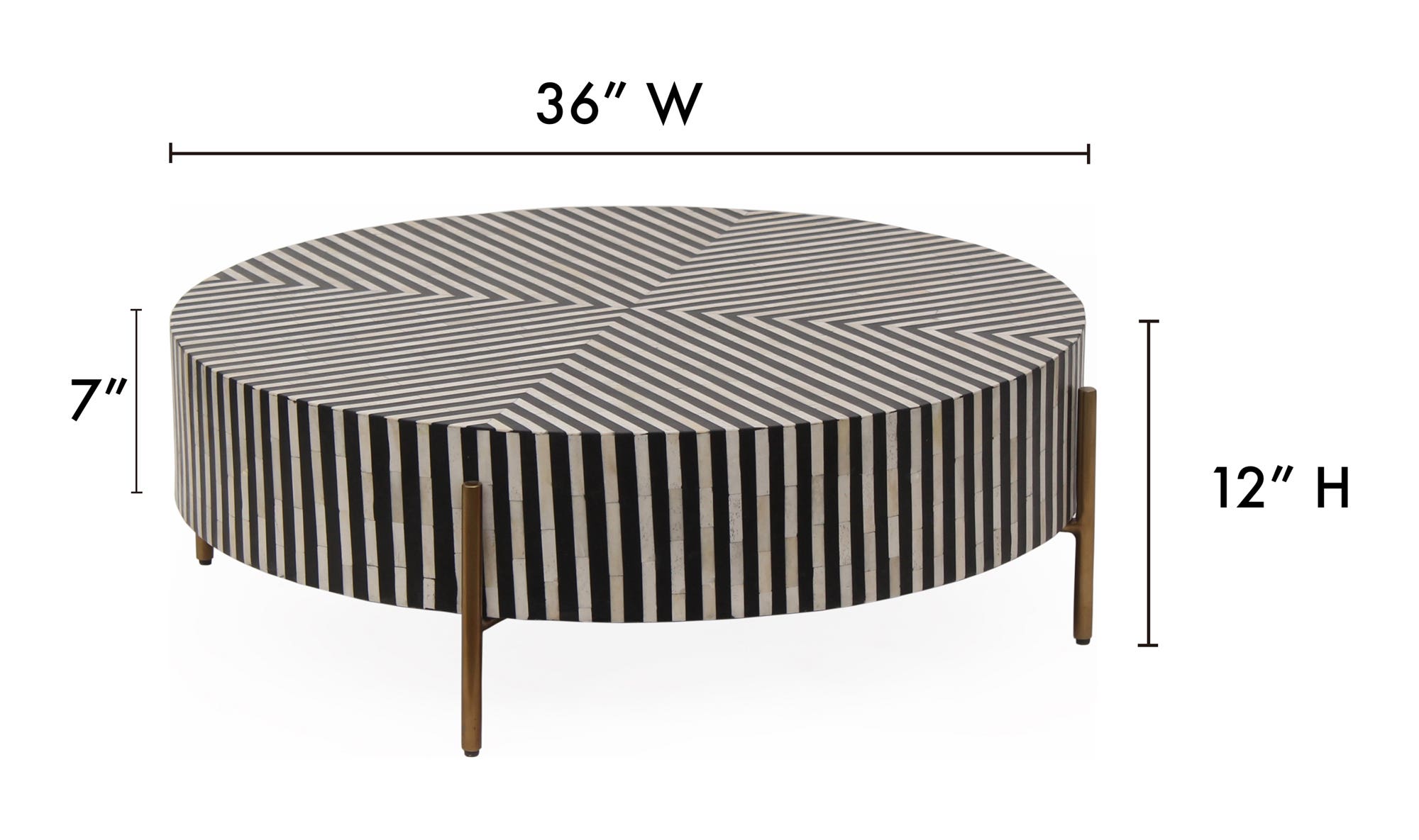 36" Black and White Iron Coffee Table