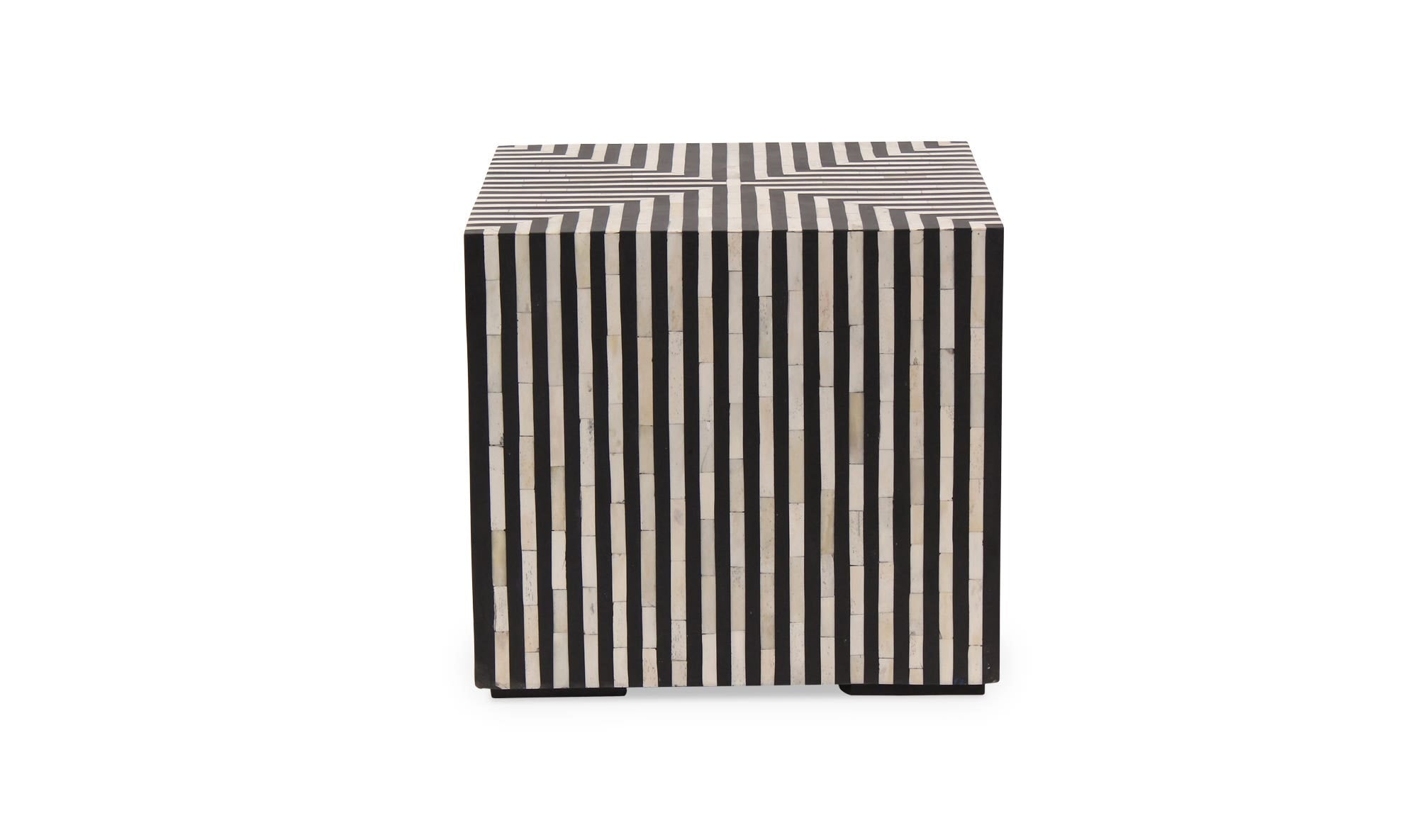 18" Black and White Iron Side Table