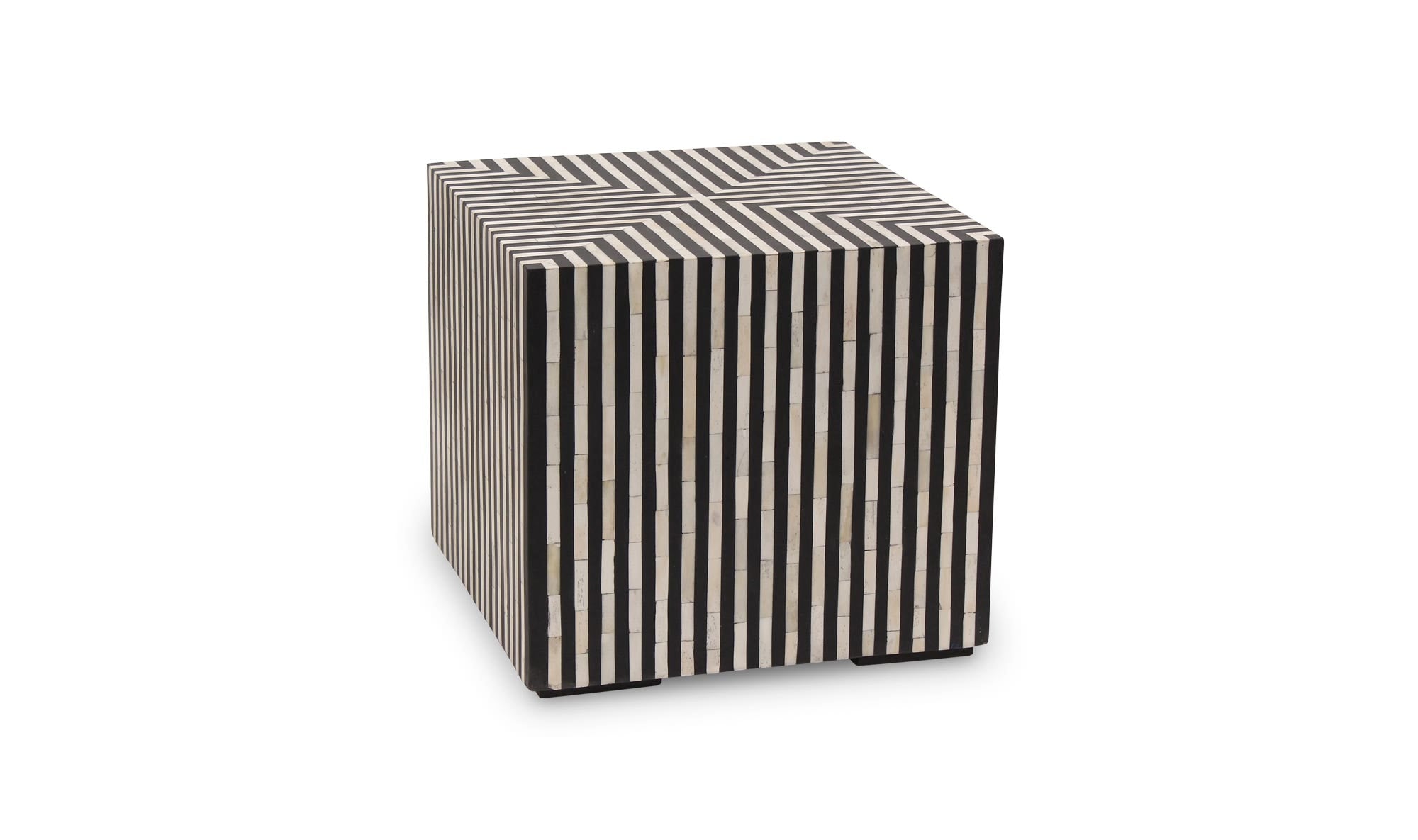 18" Black and White Iron Side Table