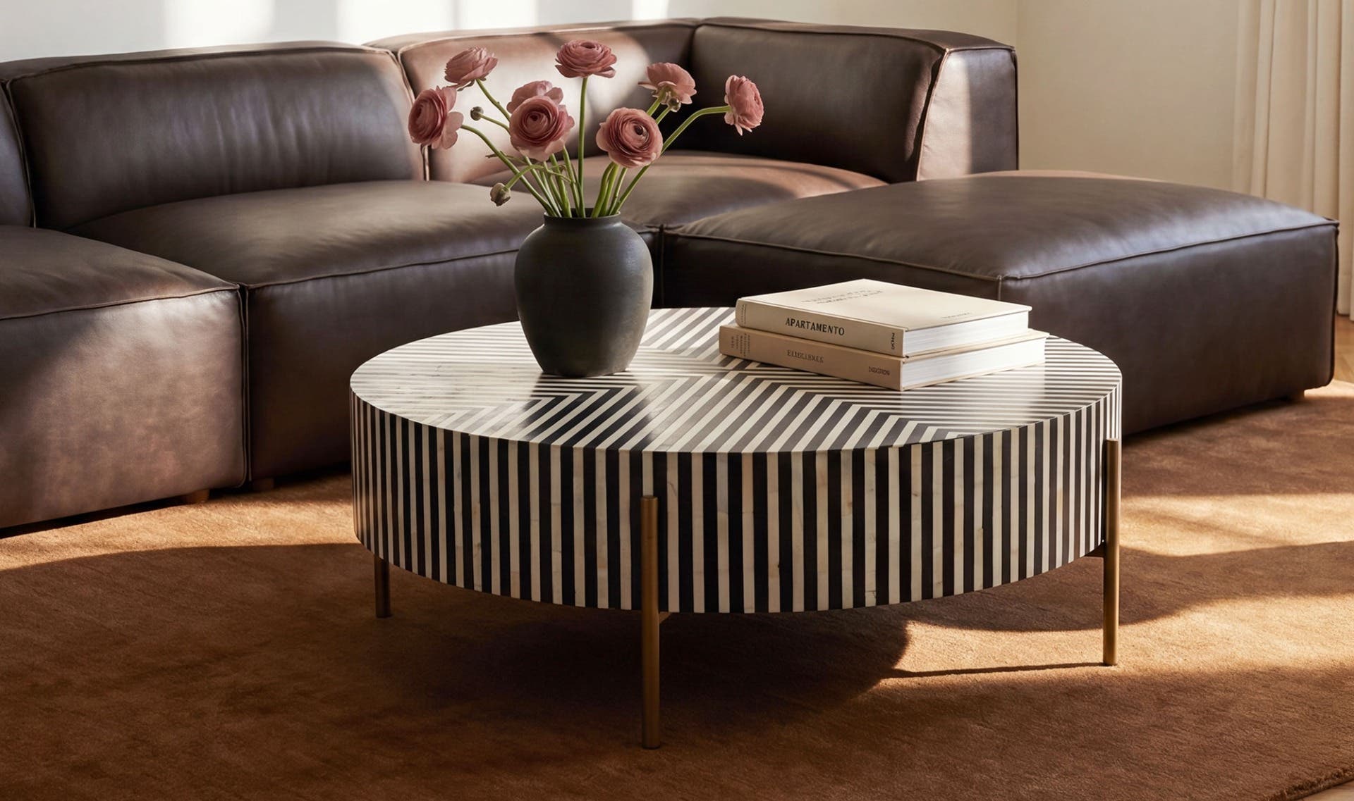 48" Black and White Iron Coffee Table