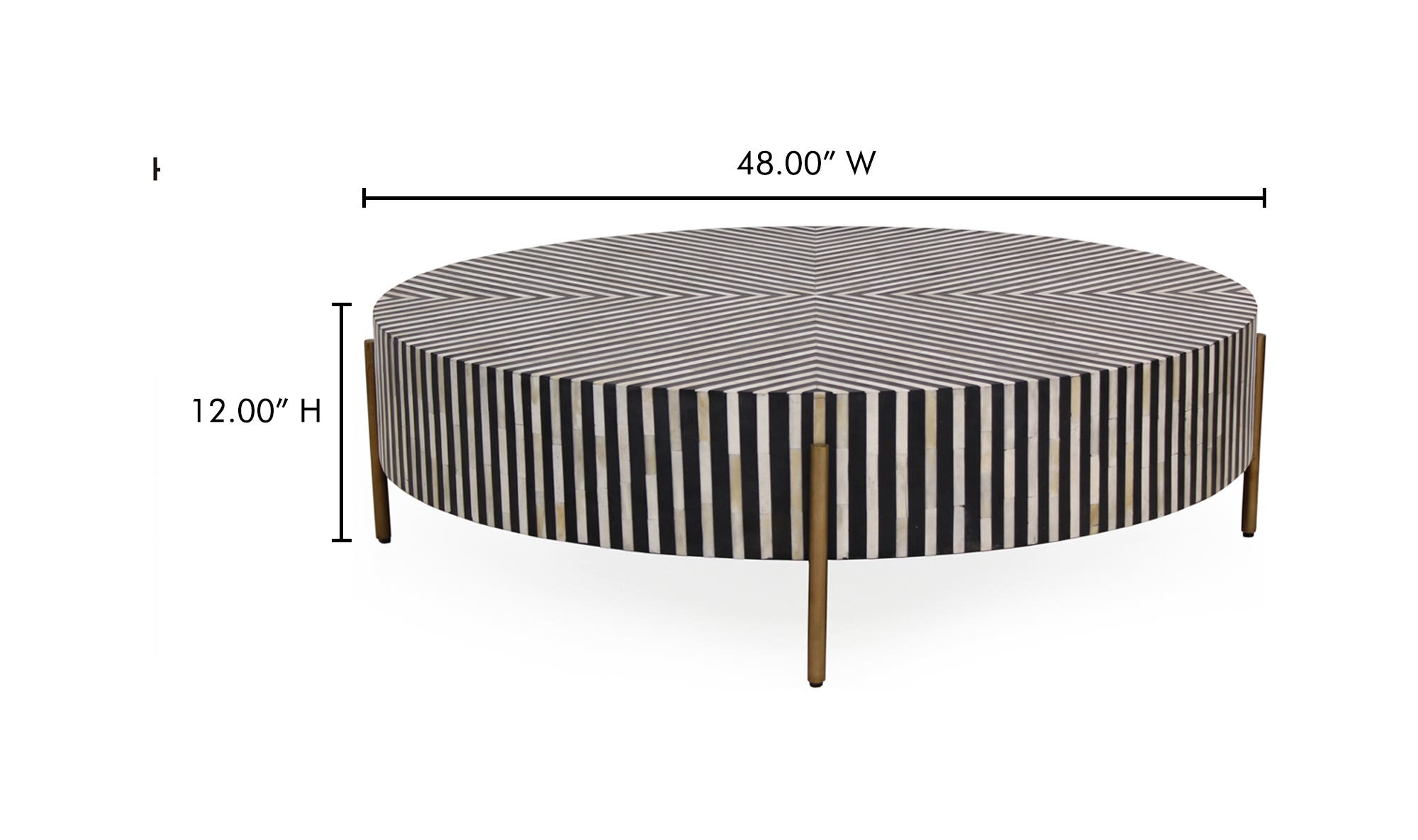 48" Black and White Iron Coffee Table