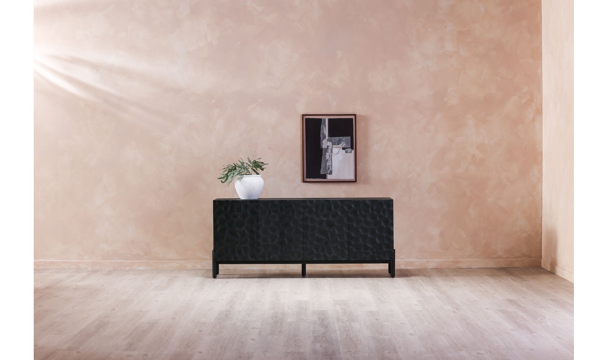 71" Black Solid Oak Sideboard
