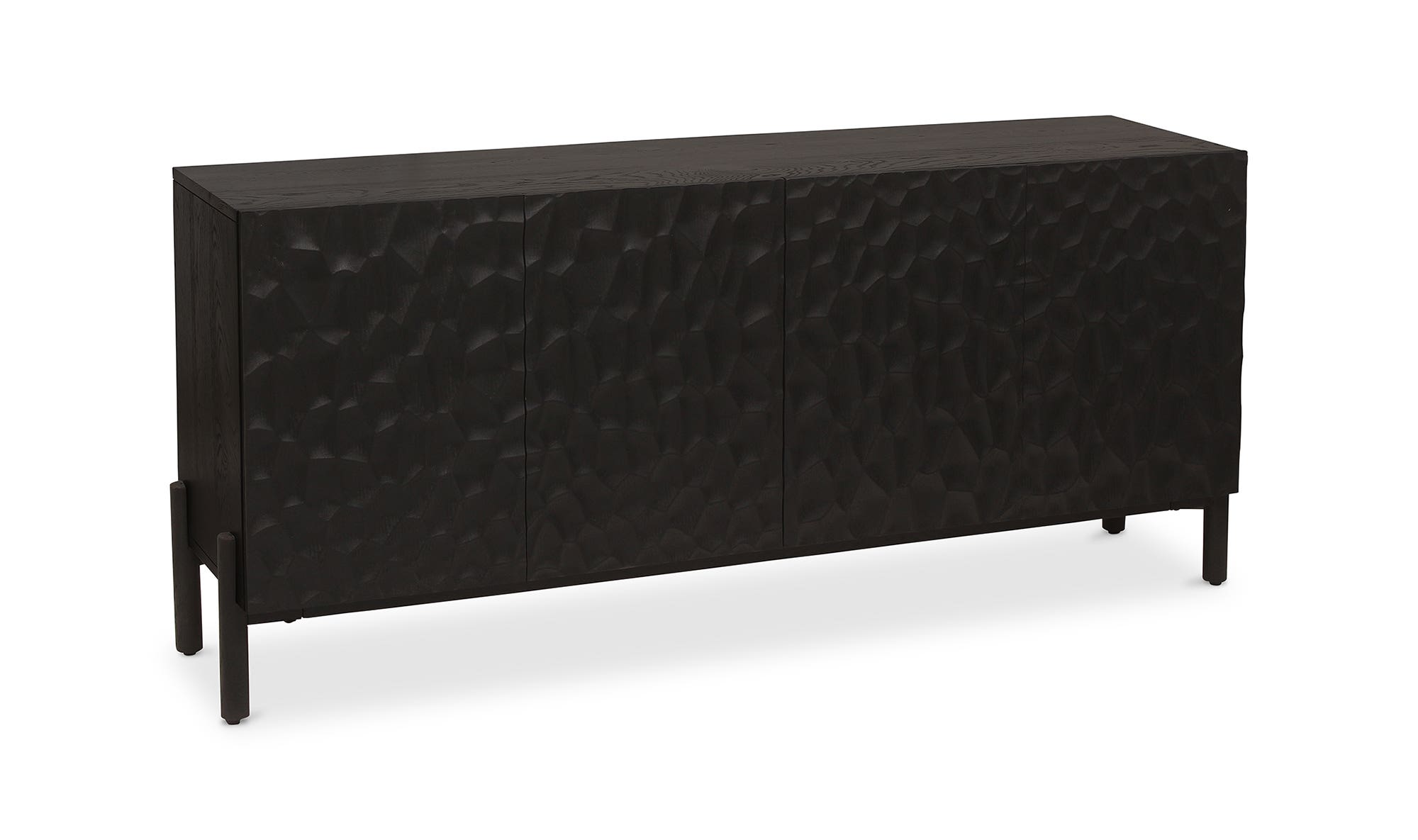 71" Black Solid Oak Sideboard