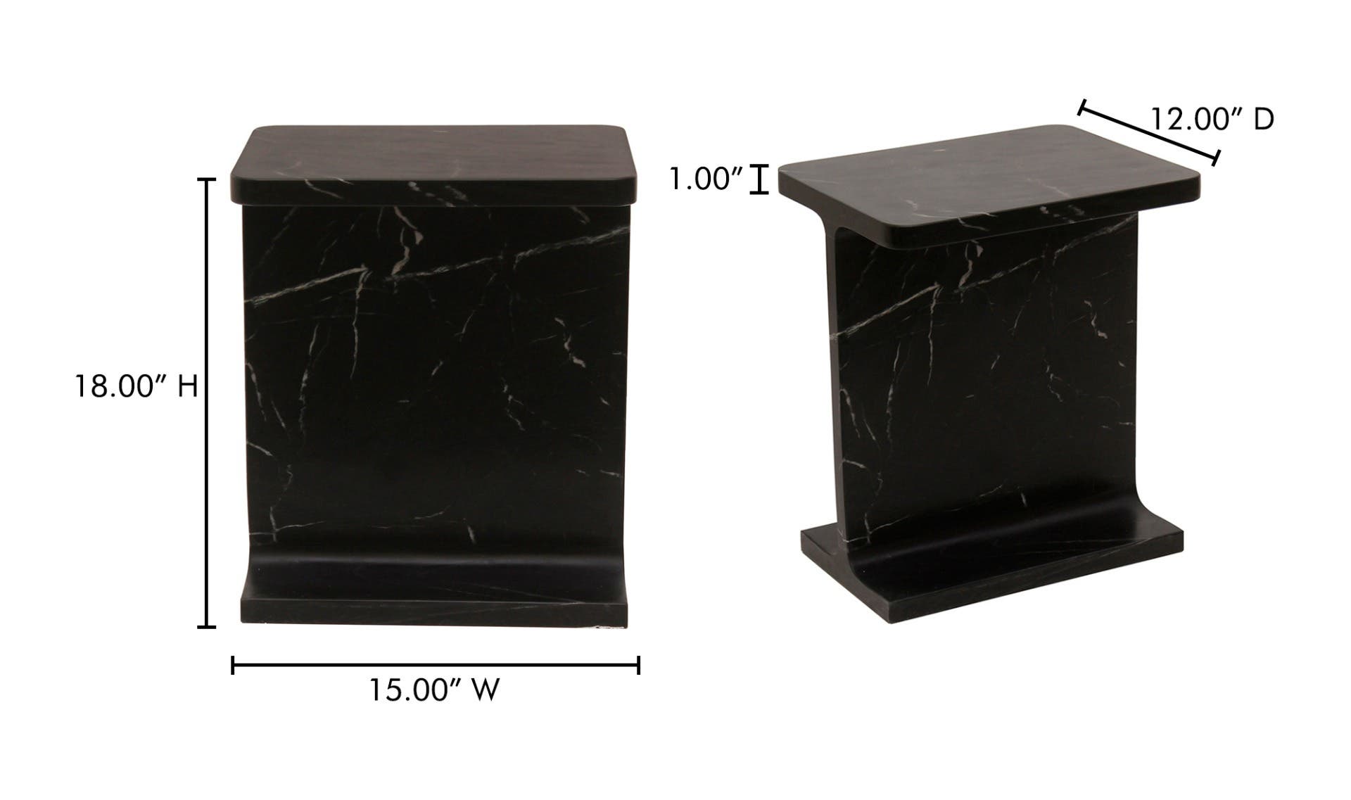15" Black Marble Side Table